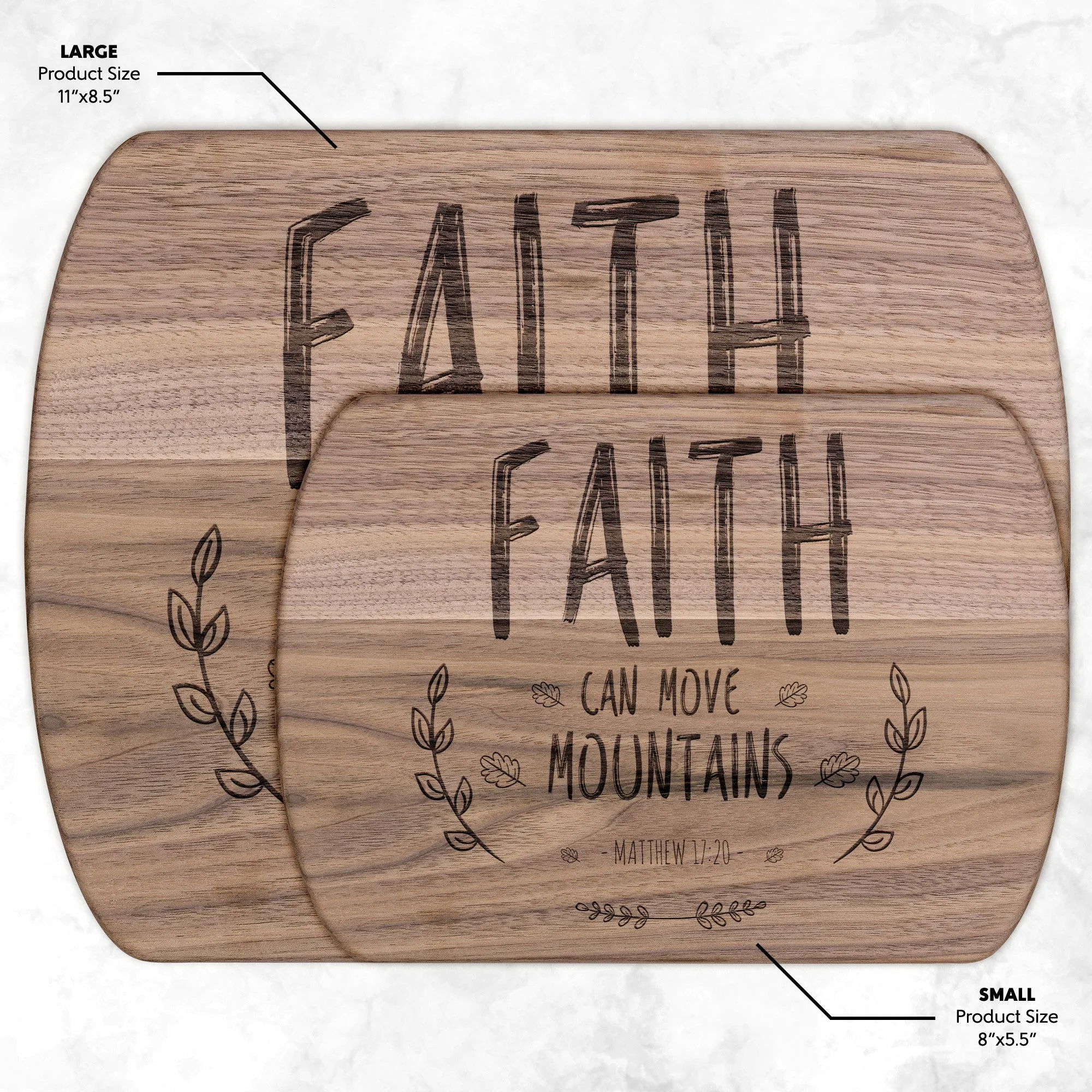 Bible Verse Hardwood Oval Cutting Board - Faith Can Move Mountains ~Matthew 17:20~ Design 9