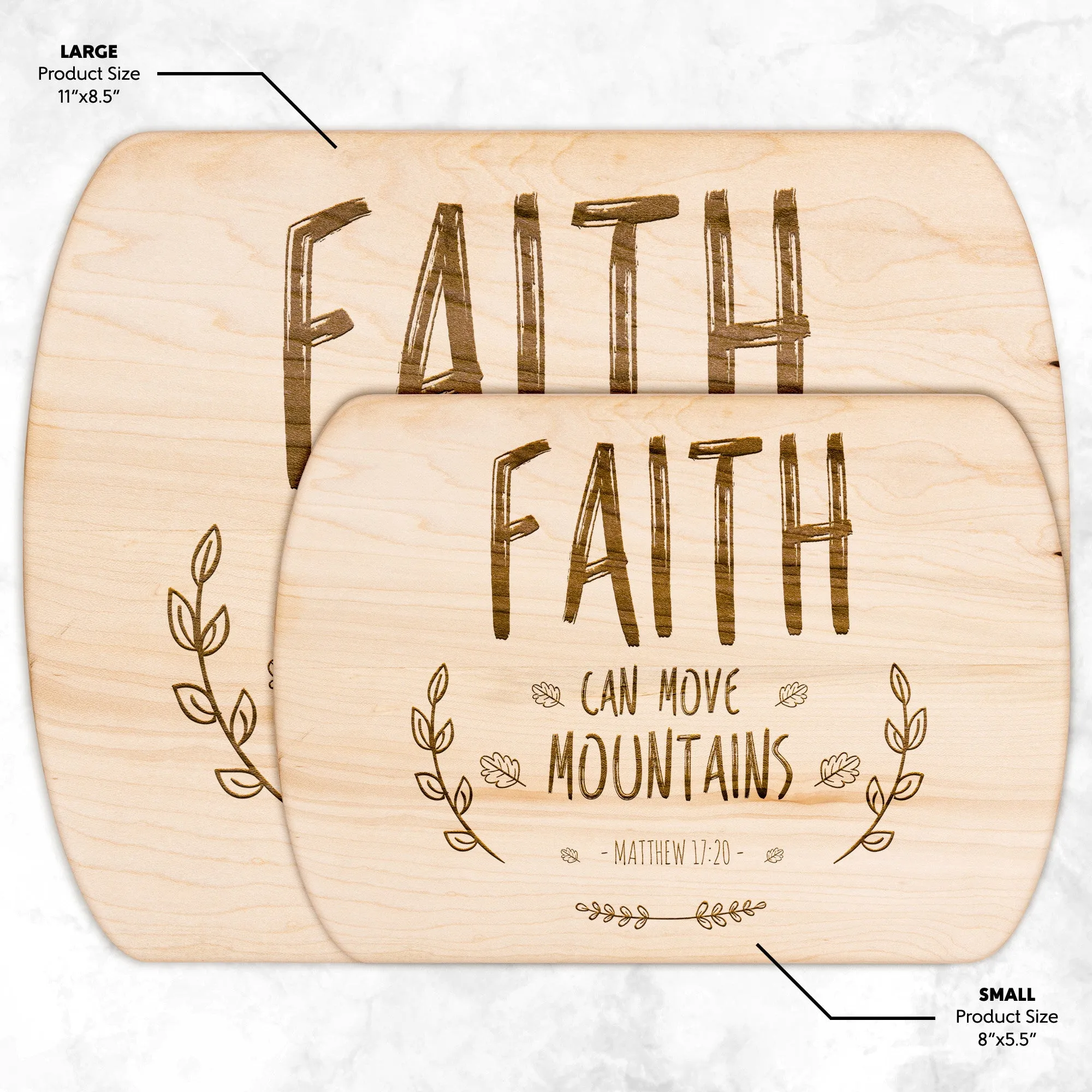 Bible Verse Hardwood Oval Cutting Board - Faith Can Move Mountains ~Matthew 17:20~ Design 9