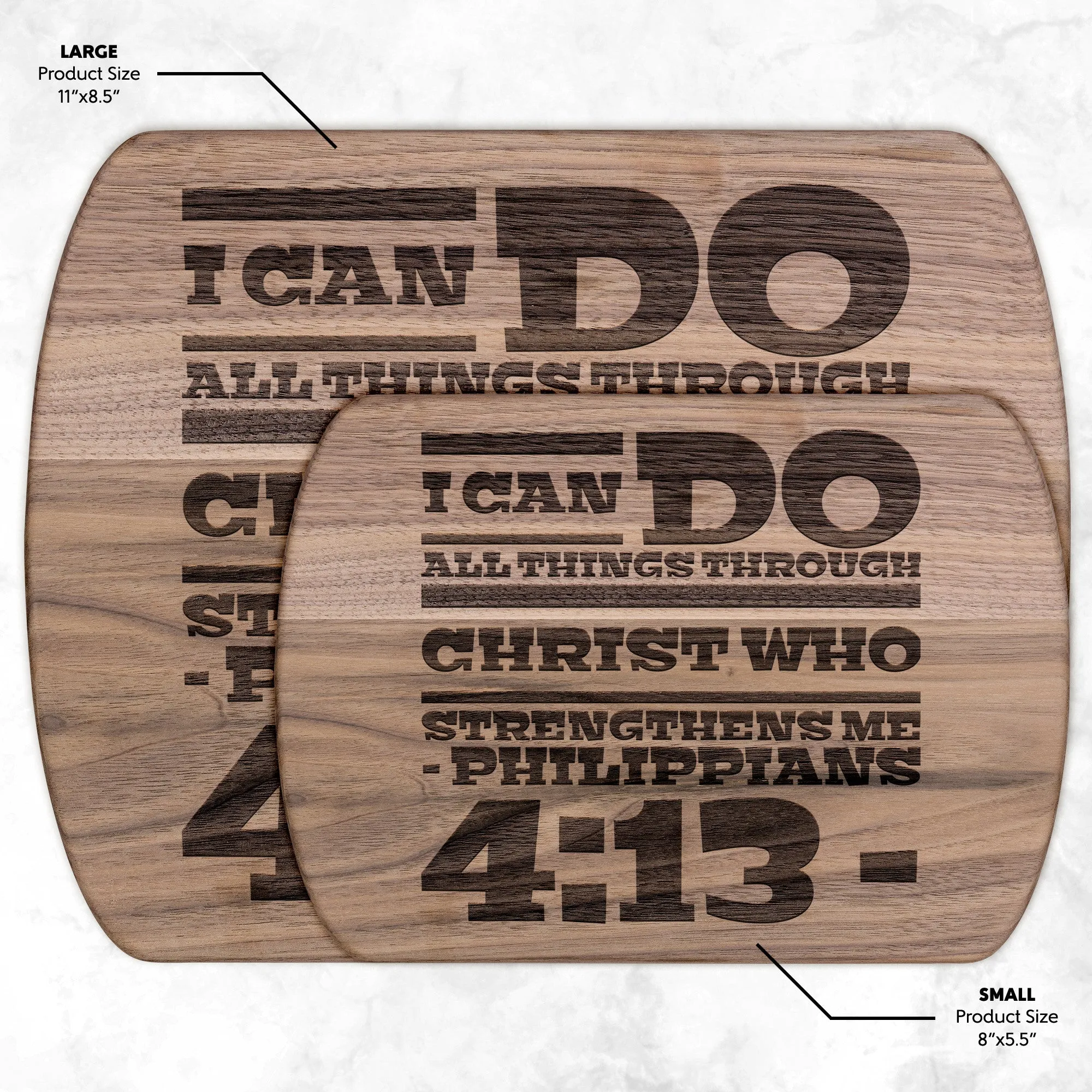 Bible Verse Hardwood Oval Cutting Board - I Can Do All Things Through Christ ~Philippians 4-13~ Design 10