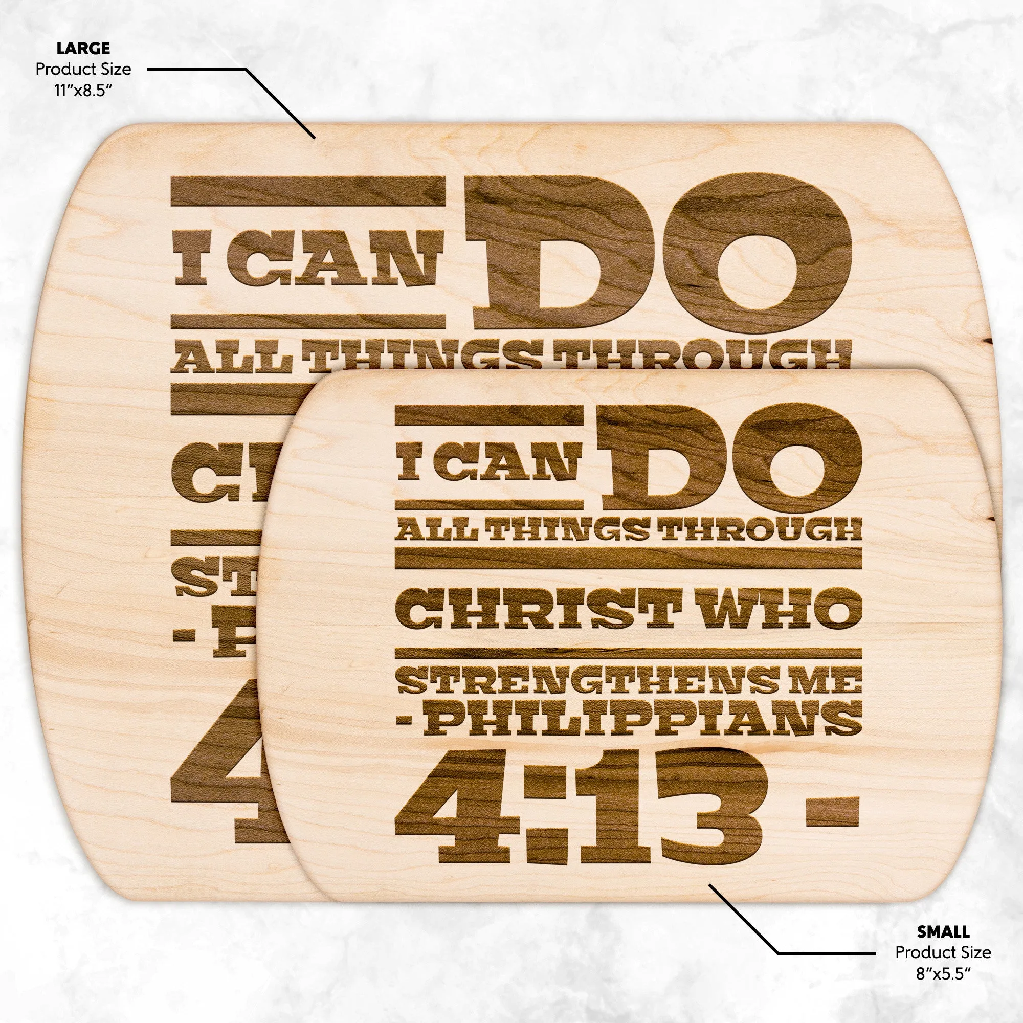 Bible Verse Hardwood Oval Cutting Board - I Can Do All Things Through Christ ~Philippians 4-13~ Design 10