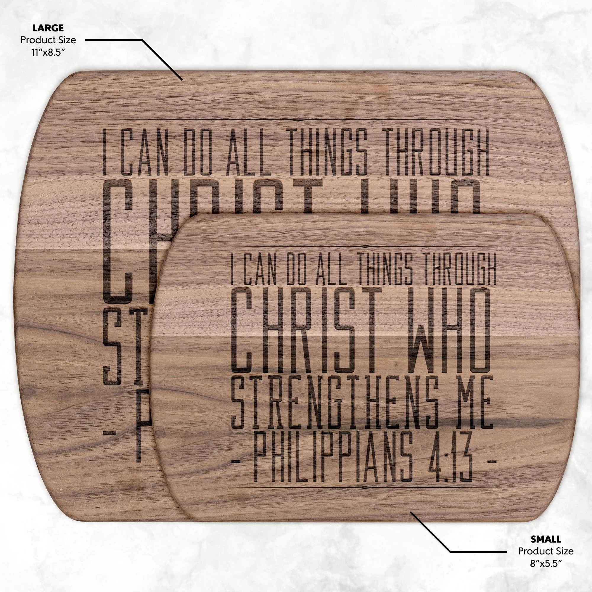 Bible Verse Hardwood Oval Cutting Board - I Can Do All Things Through Christ ~Philippians 4-13~ Design 11