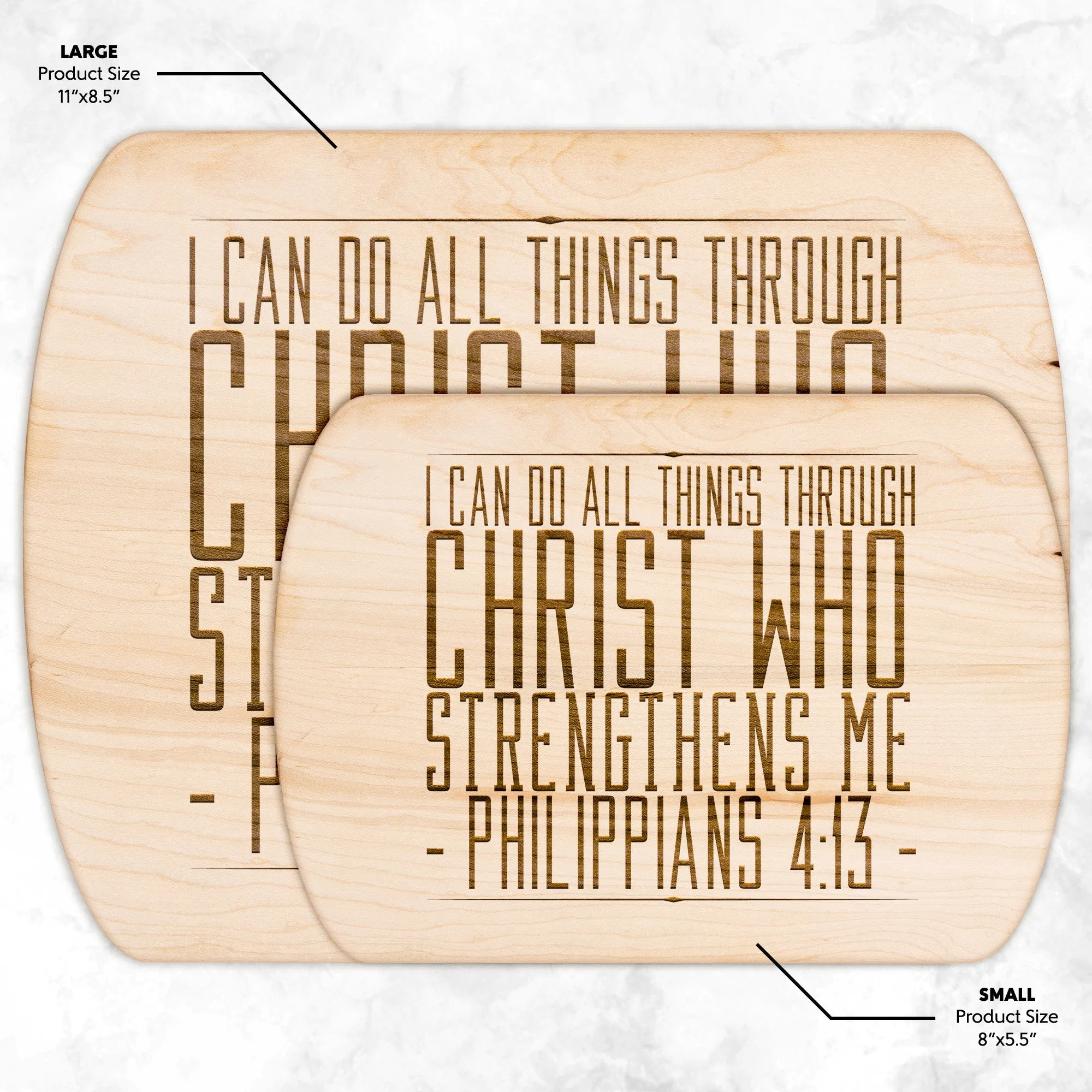 Bible Verse Hardwood Oval Cutting Board - I Can Do All Things Through Christ ~Philippians 4-13~ Design 11