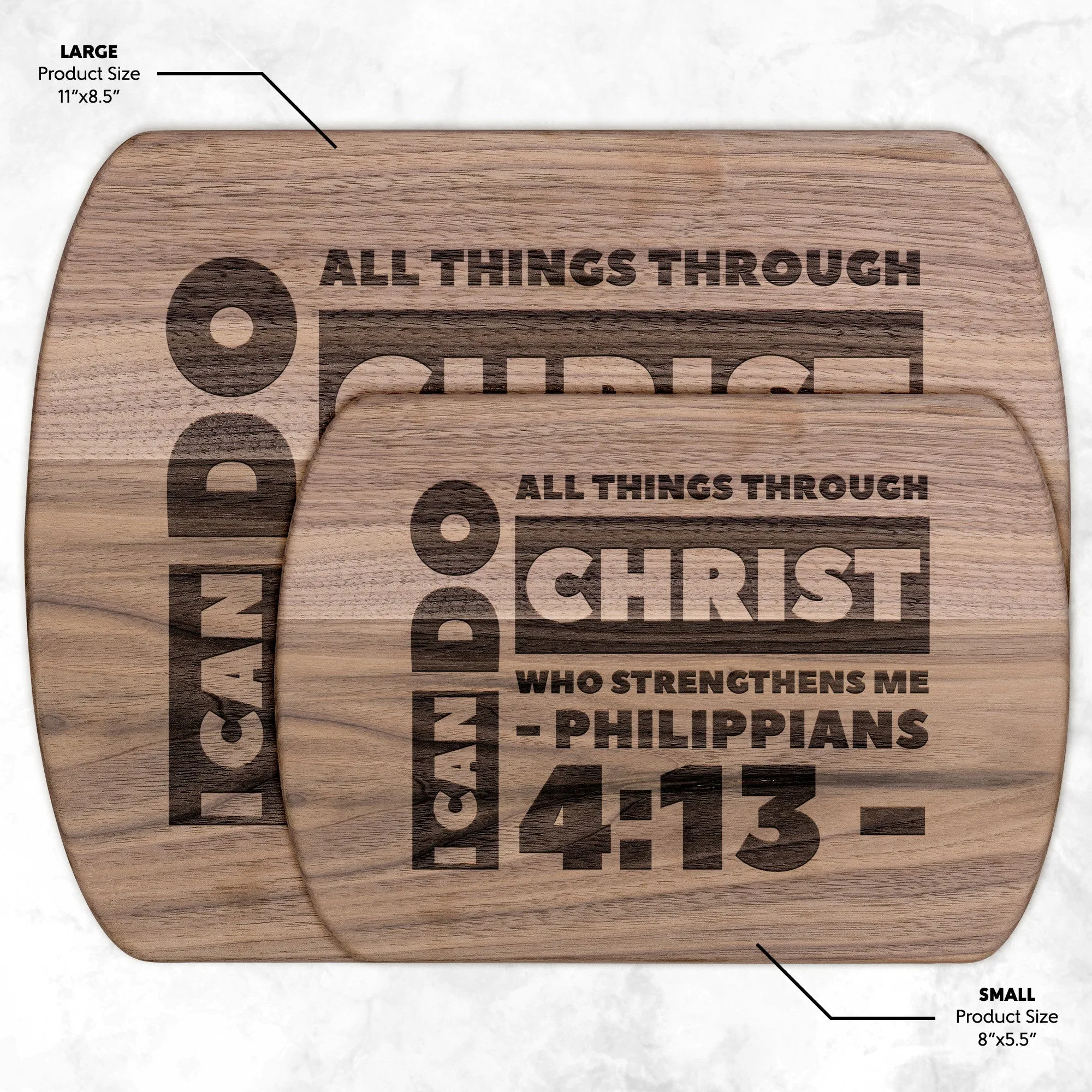 Bible Verse Hardwood Oval Cutting Board - I Can Do All Things Through Christ ~Philippians 4-13~ Design 19