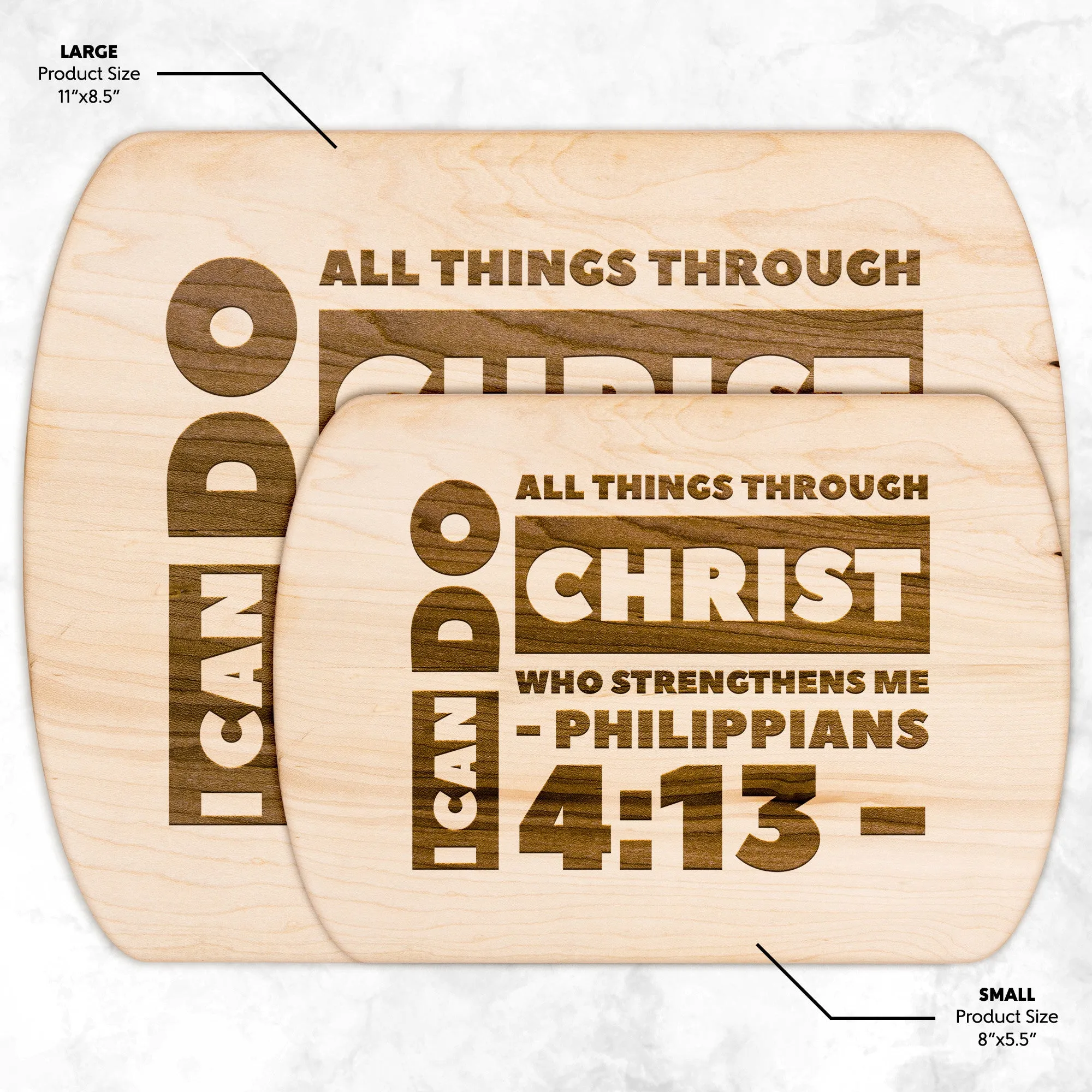 Bible Verse Hardwood Oval Cutting Board - I Can Do All Things Through Christ ~Philippians 4-13~ Design 19