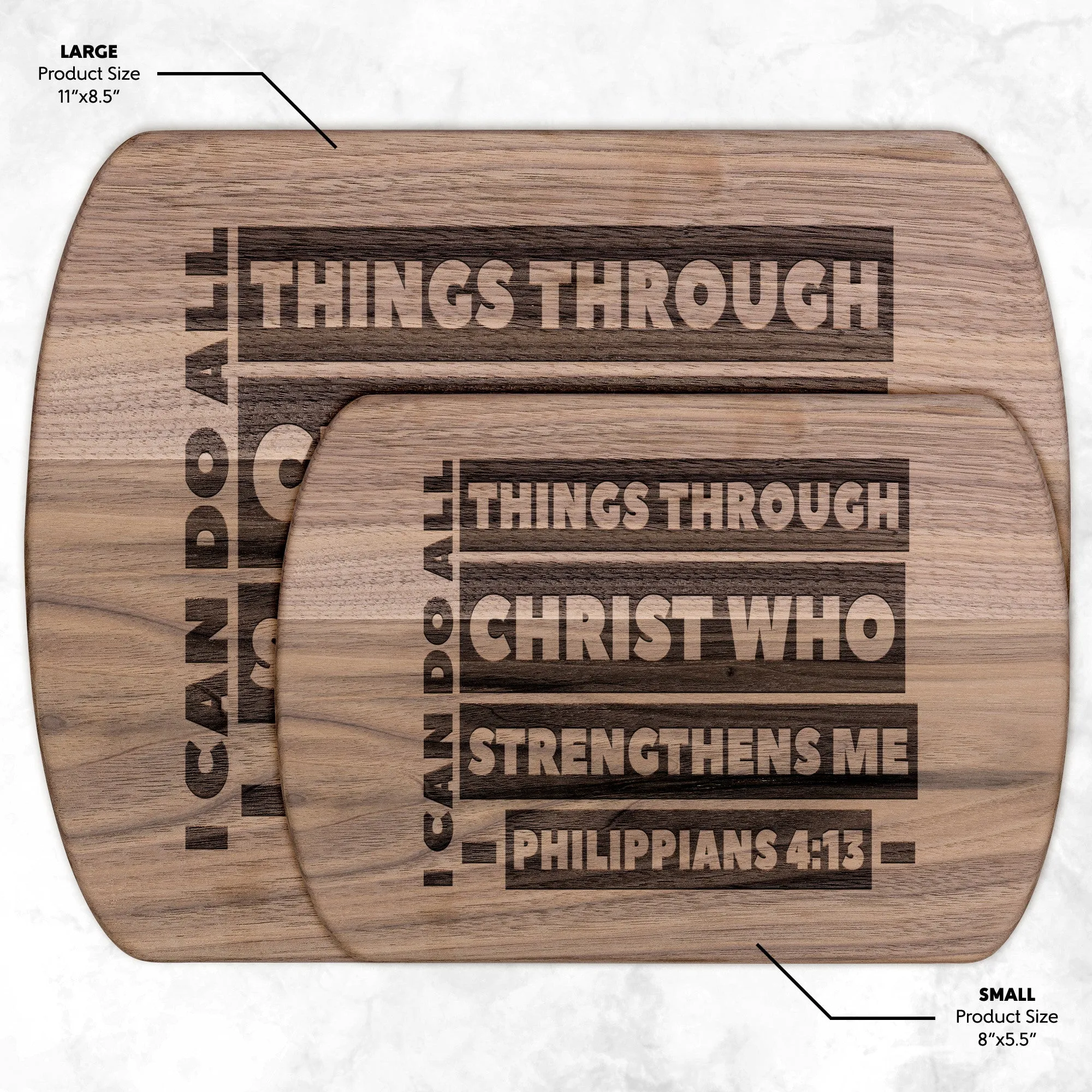 Bible Verse Hardwood Oval Cutting Board - I Can Do All Things Through Christ ~Philippians 4-13~ Design 1