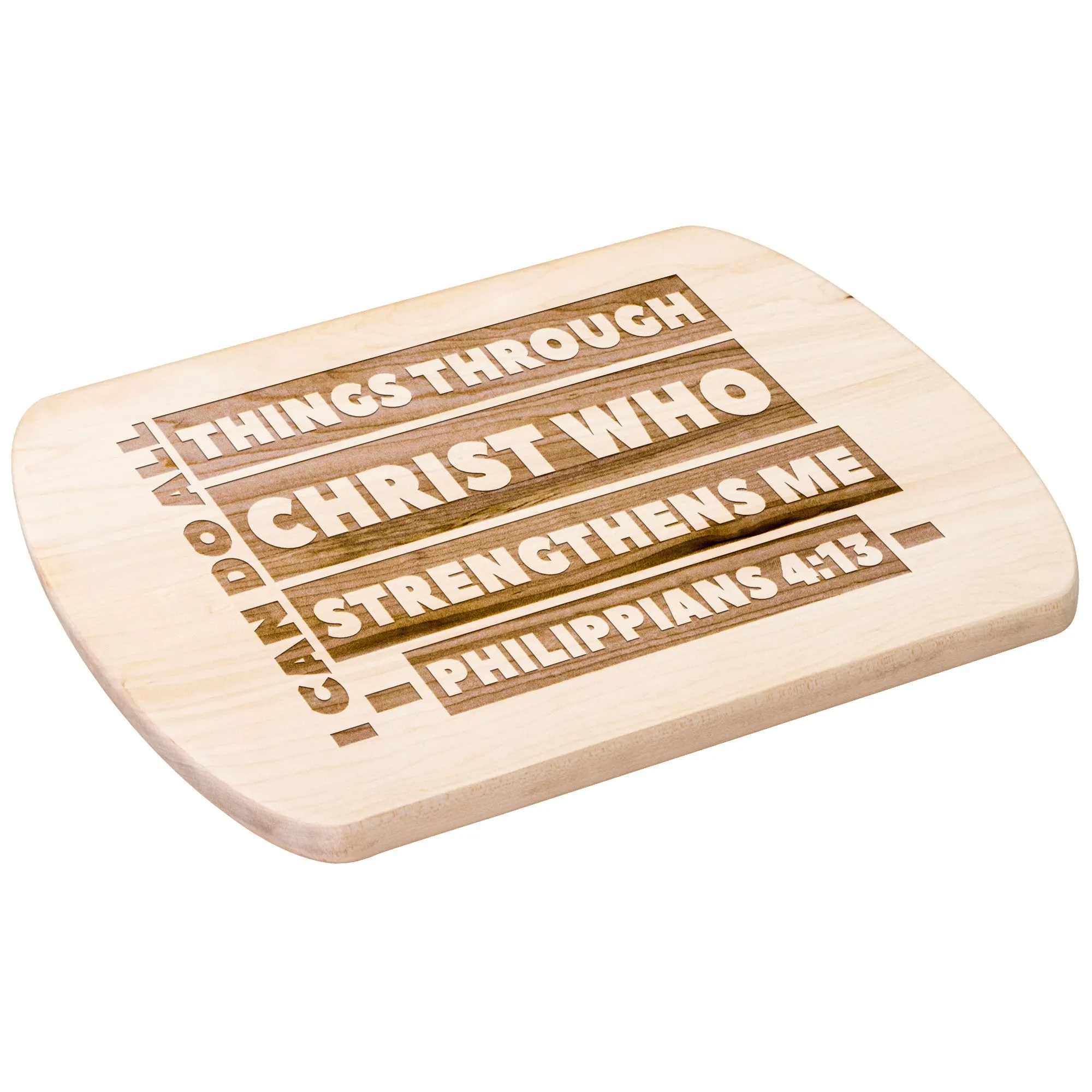 Bible Verse Hardwood Oval Cutting Board - I Can Do All Things Through Christ ~Philippians 4-13~ Design 1