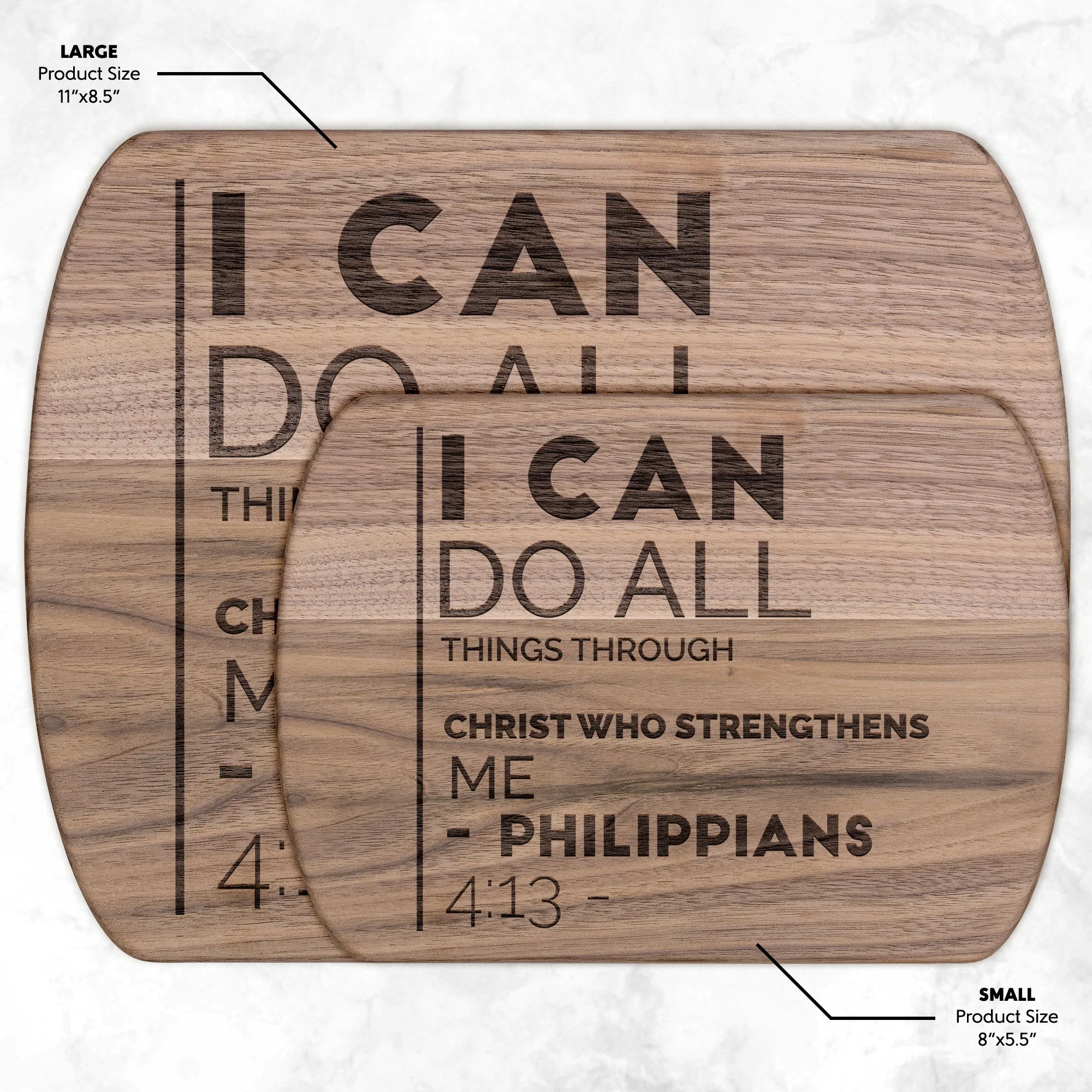 Bible Verse Hardwood Oval Cutting Board - I Can Do All Things Through Christ ~Philippians 4-13~ Design 20