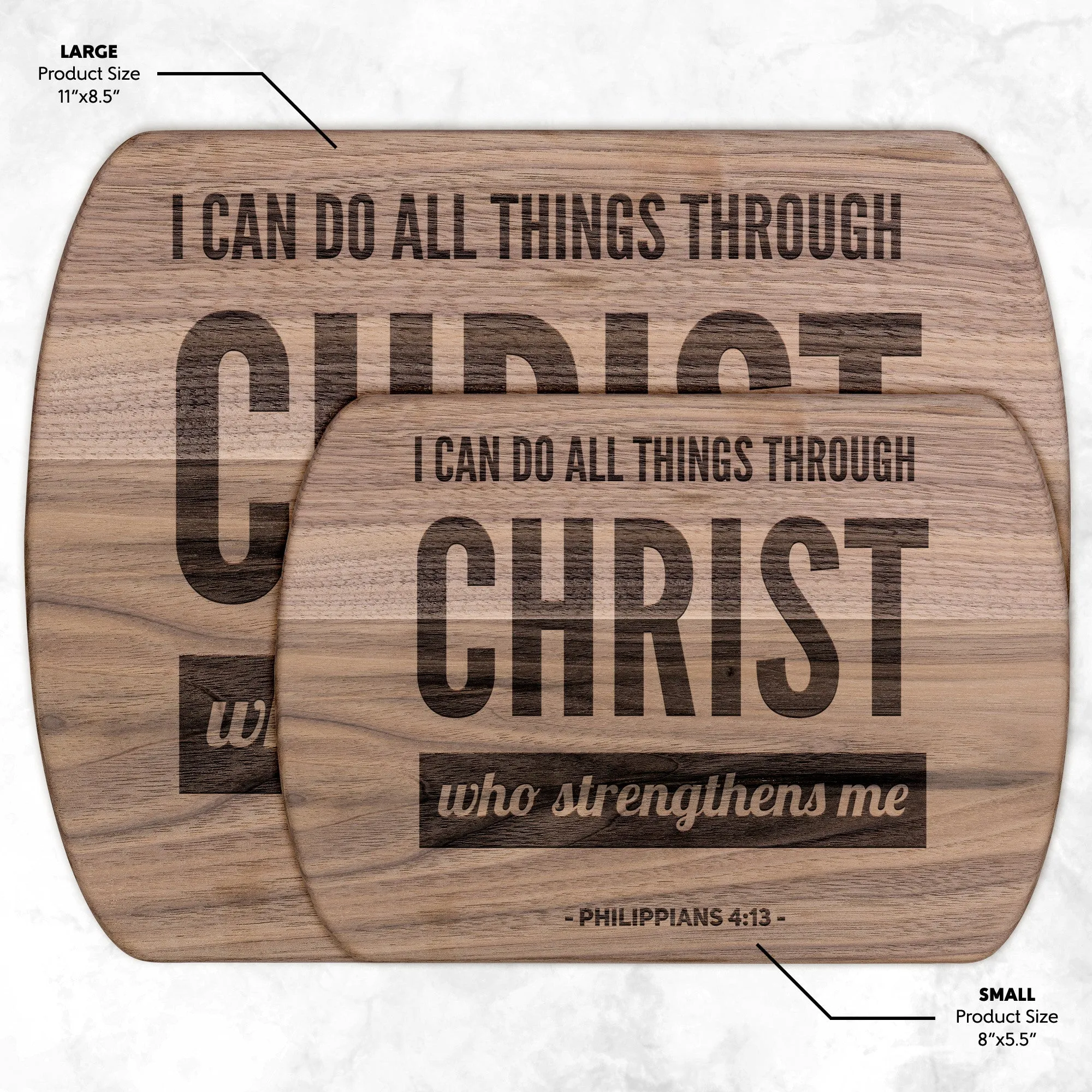 Bible Verse Hardwood Oval Cutting Board - I Can Do All Things Through Christ ~Philippians 4-13~ Design 3