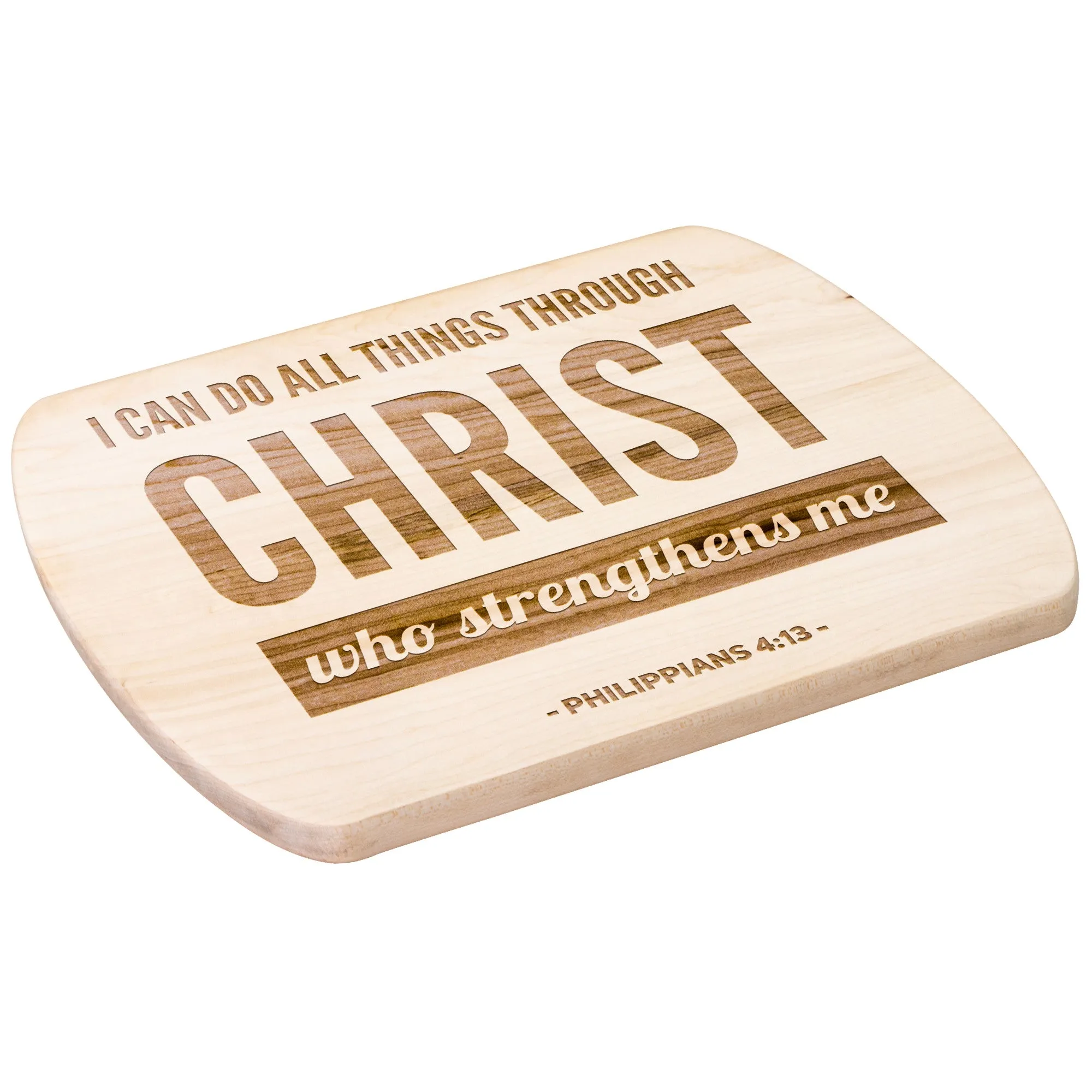 Bible Verse Hardwood Oval Cutting Board - I Can Do All Things Through Christ ~Philippians 4-13~ Design 3