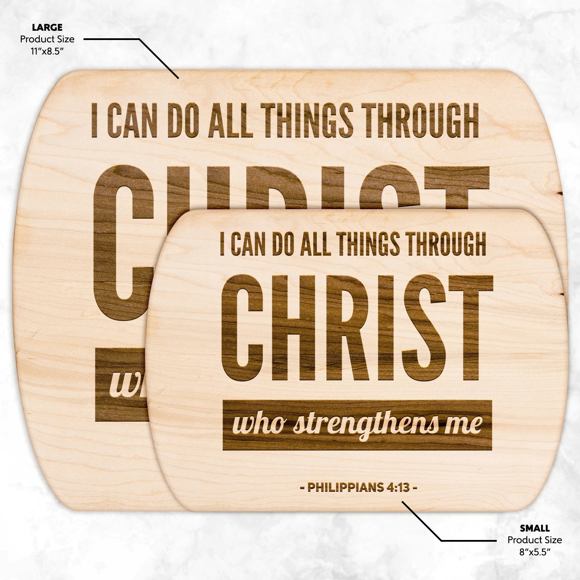 Bible Verse Hardwood Oval Cutting Board - I Can Do All Things Through Christ ~Philippians 4-13~ Design 3