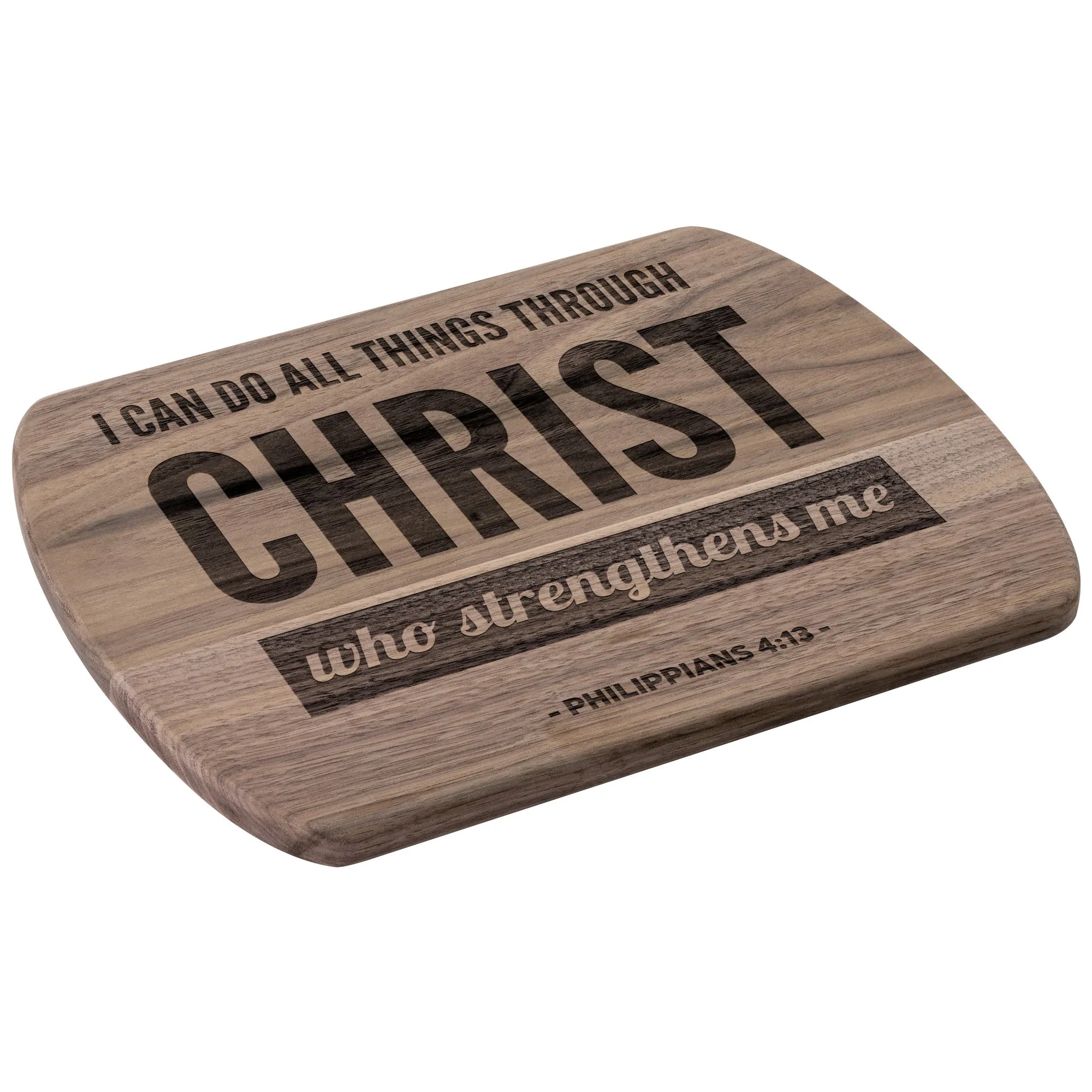 Bible Verse Hardwood Oval Cutting Board - I Can Do All Things Through Christ ~Philippians 4-13~ Design 3