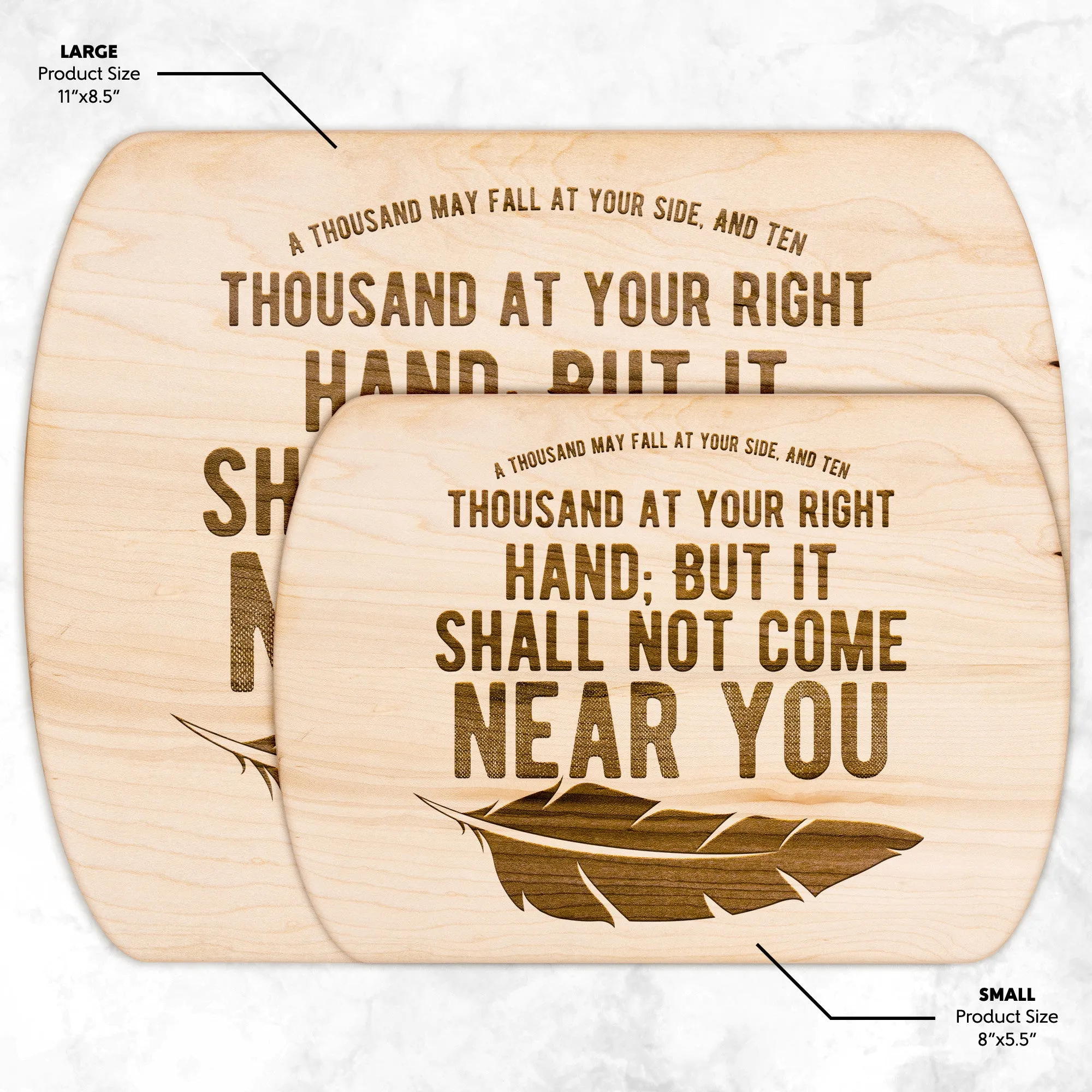 Bible Verse Hardwood Oval Cutting Board - It Shall Not Come Near You ~Psalm 91:7~ Design 4