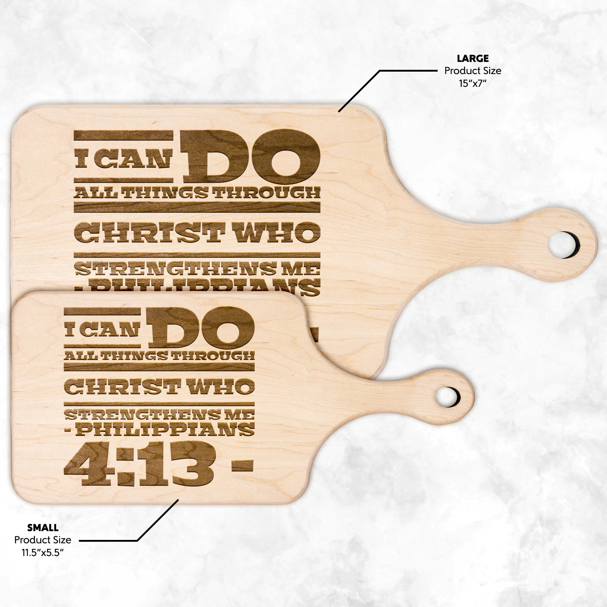 Bible Verse Hardwood Paddle Cutting Board - I Can Do All Things Through Christ ~Philippians 4-13~ Design 10