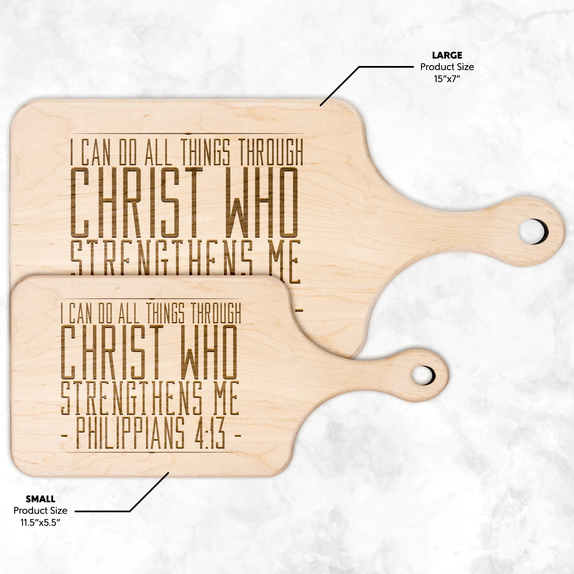 Bible Verse Hardwood Paddle Cutting Board - I Can Do All Things Through Christ ~Philippians 4-13~ Design 11