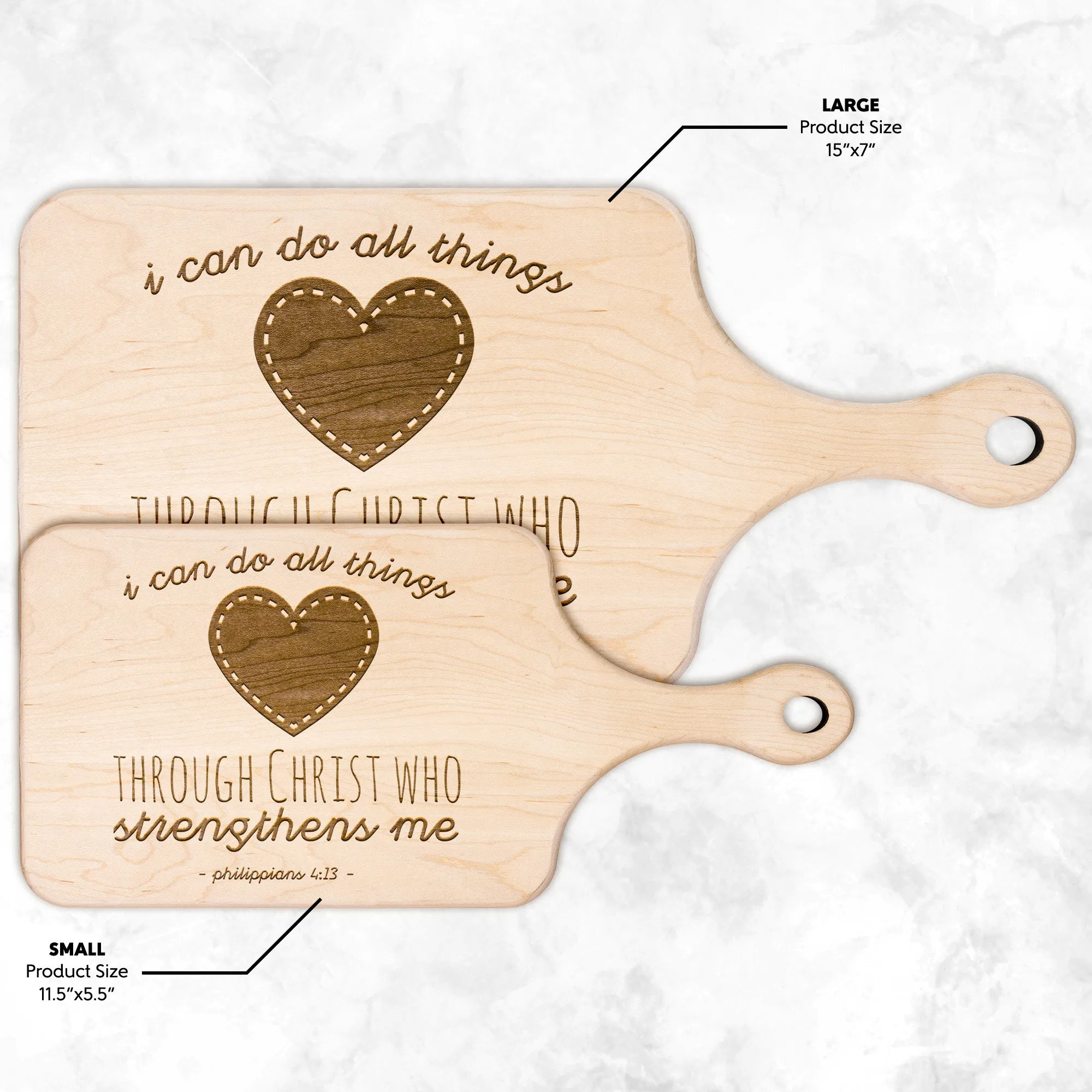 Bible Verse Hardwood Paddle Cutting Board - I Can Do All Things Through Christ ~Philippians 4-13~ Design 12