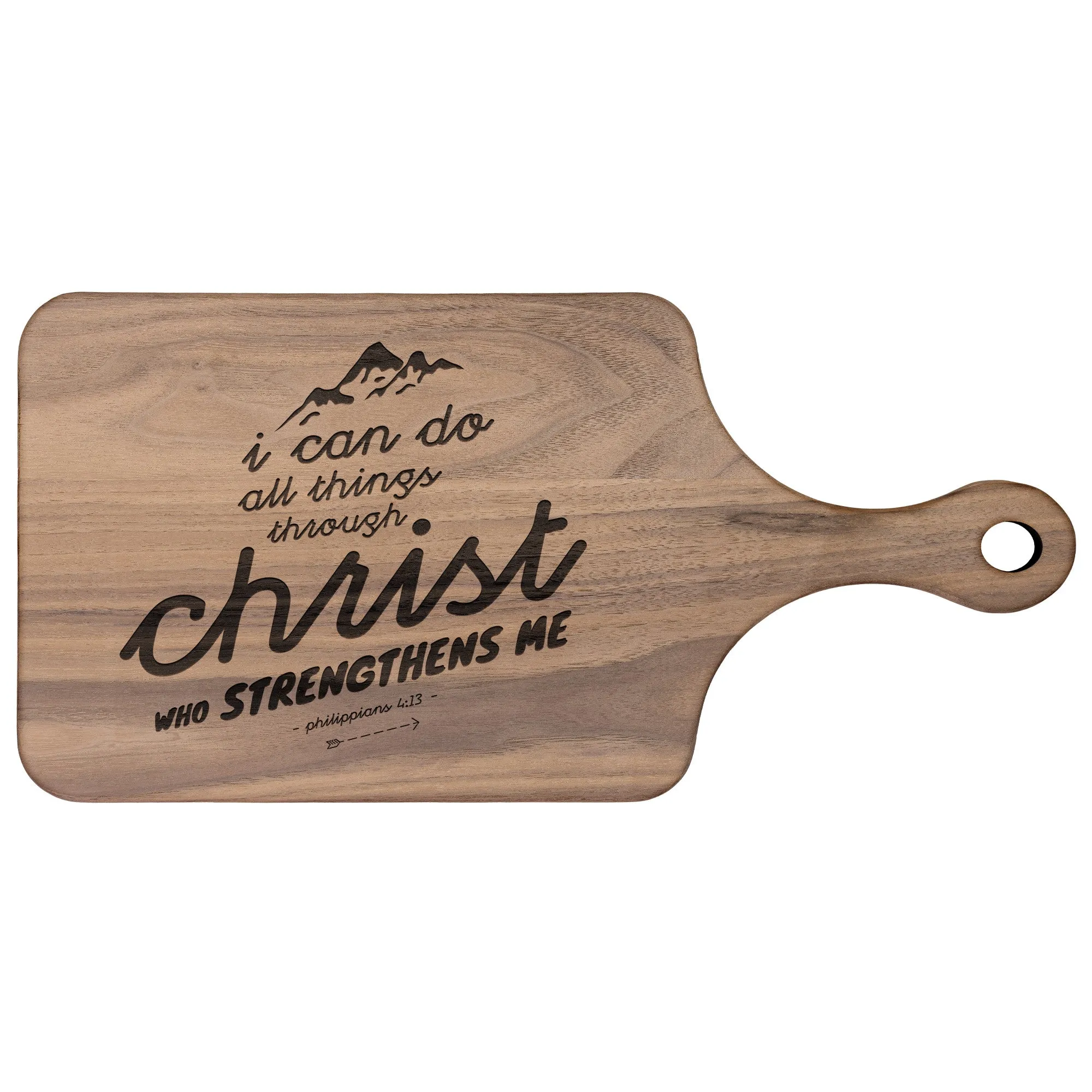 Bible Verse Hardwood Paddle Cutting Board - I Can Do All Things Through Christ ~Philippians 4-13~ Design 14