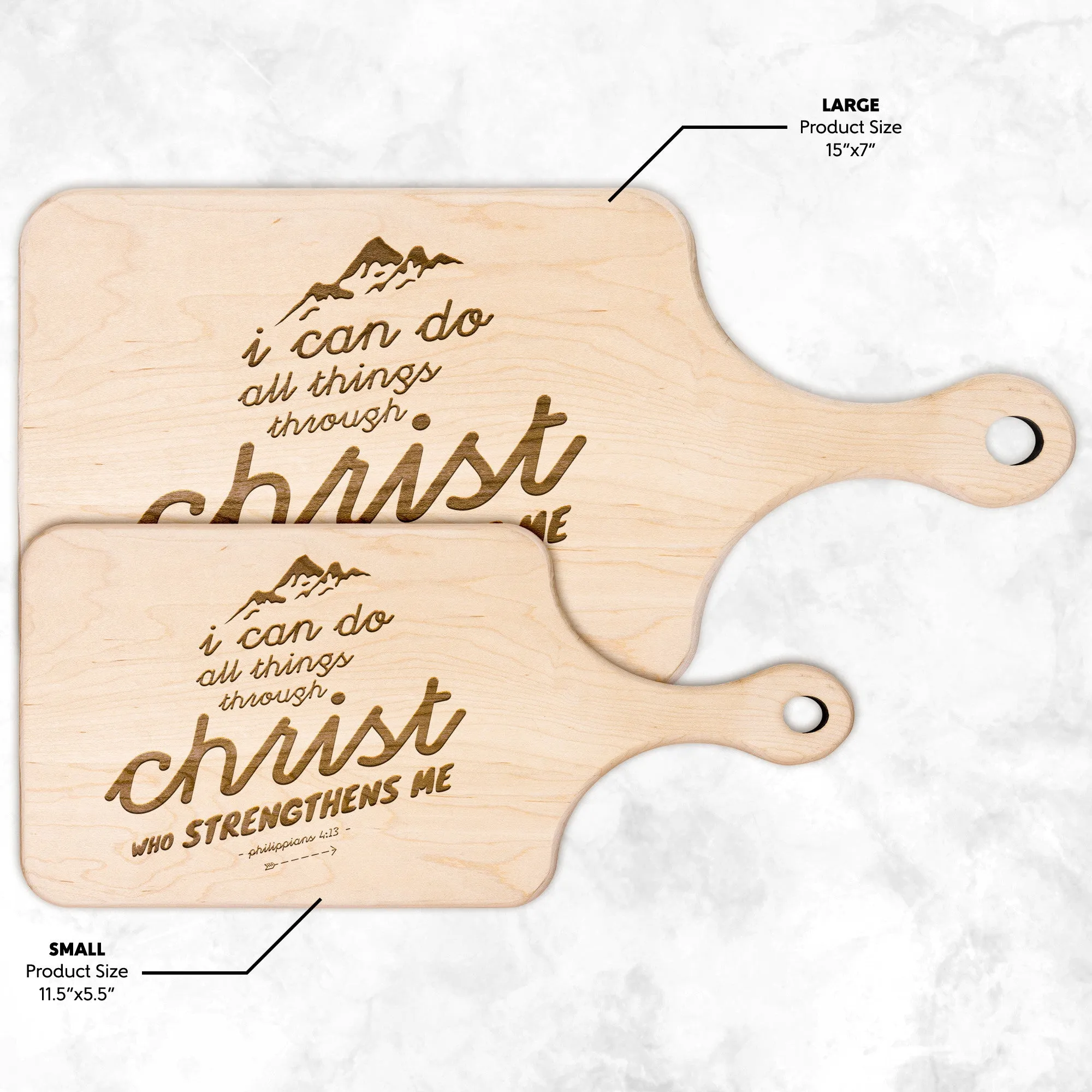 Bible Verse Hardwood Paddle Cutting Board - I Can Do All Things Through Christ ~Philippians 4-13~ Design 14