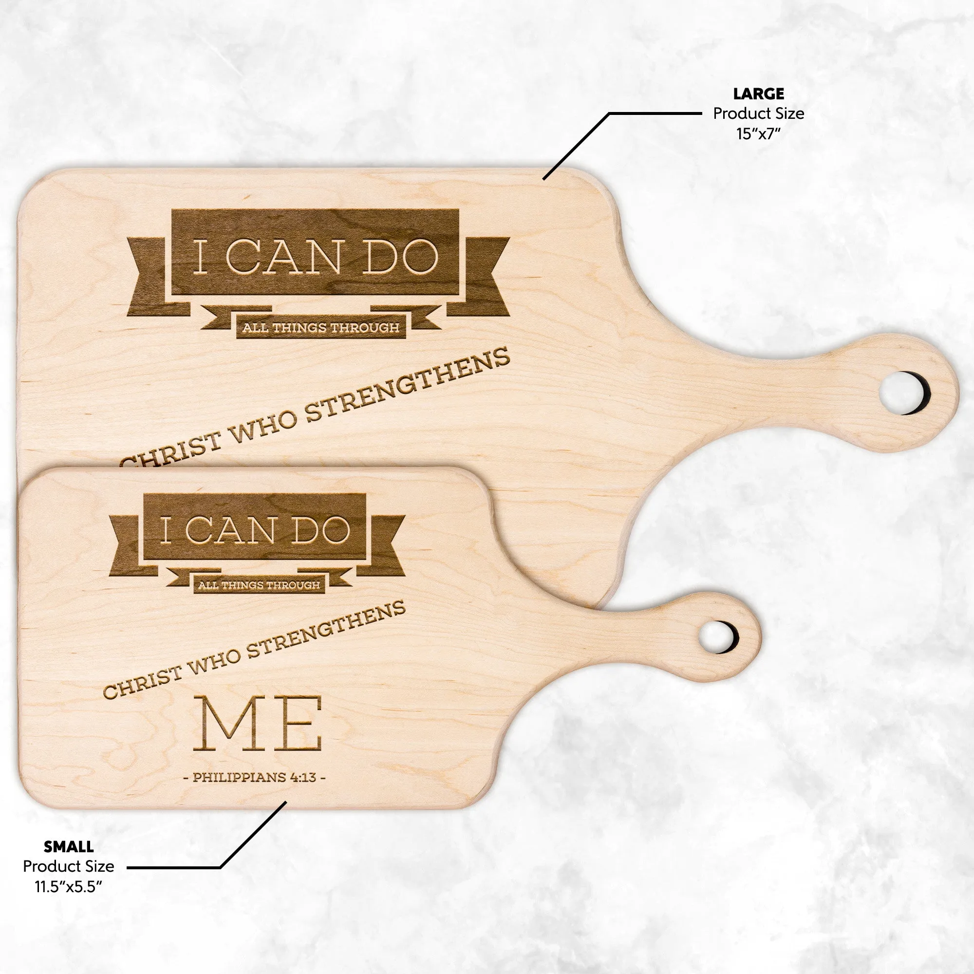 Bible Verse Hardwood Paddle Cutting Board - I Can Do All Things Through Christ ~Philippians 4-13~ Design 15