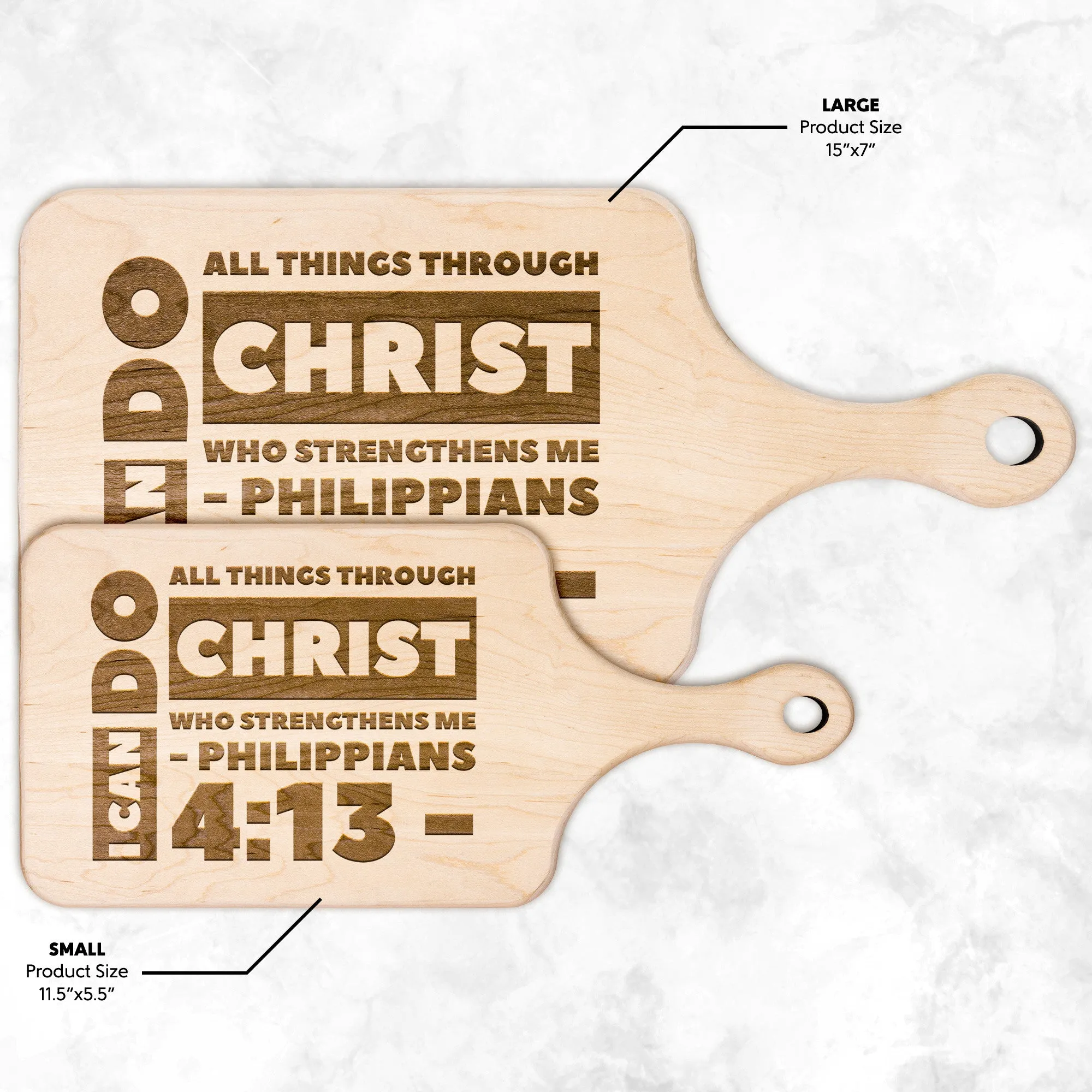 Bible Verse Hardwood Paddle Cutting Board - I Can Do All Things Through Christ ~Philippians 4-13~ Design 19