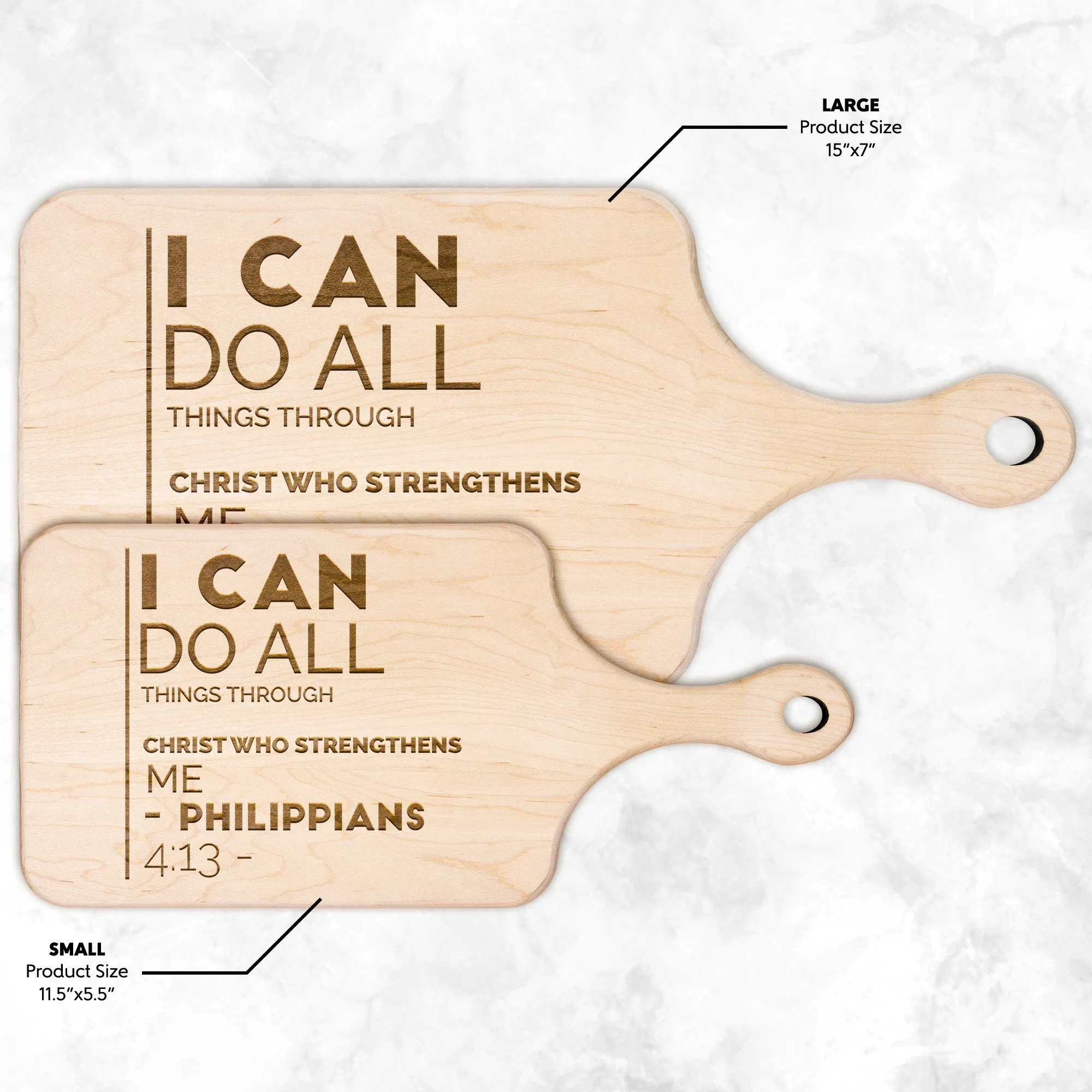 Bible Verse Hardwood Paddle Cutting Board - I Can Do All Things Through Christ ~Philippians 4-13~ Design 20