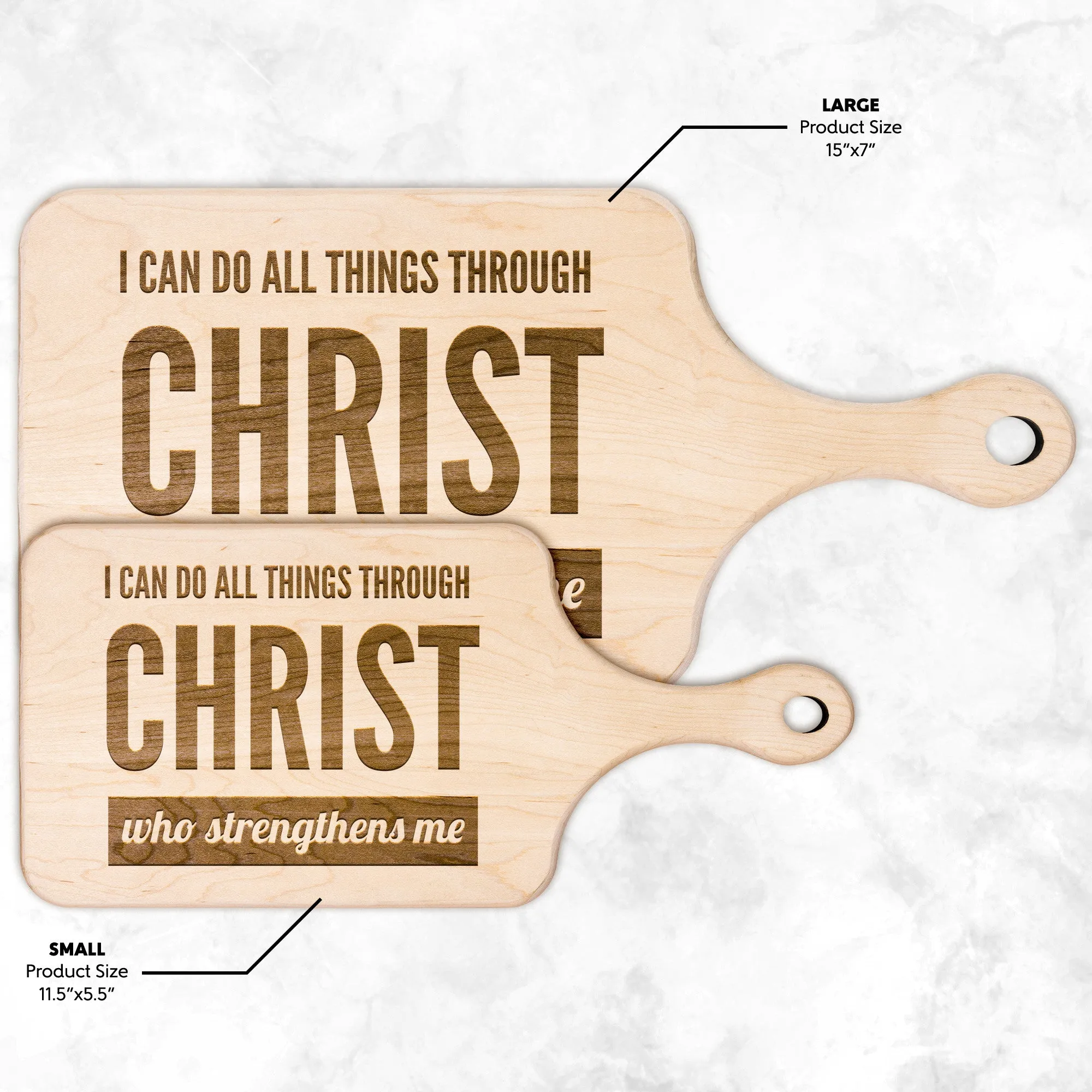 Bible Verse Hardwood Paddle Cutting Board - I Can Do All Things Through Christ ~Philippians 4-13~ Design 3