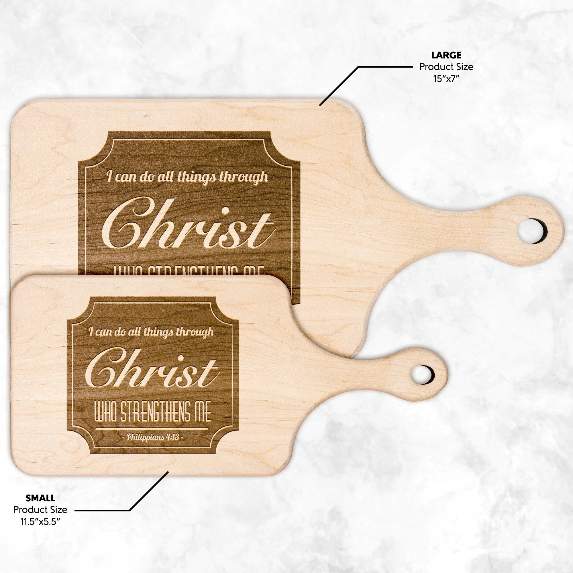 Bible Verse Hardwood Paddle Cutting Board - I Can Do All Things Through Christ ~Philippians 4-13~ Design 4