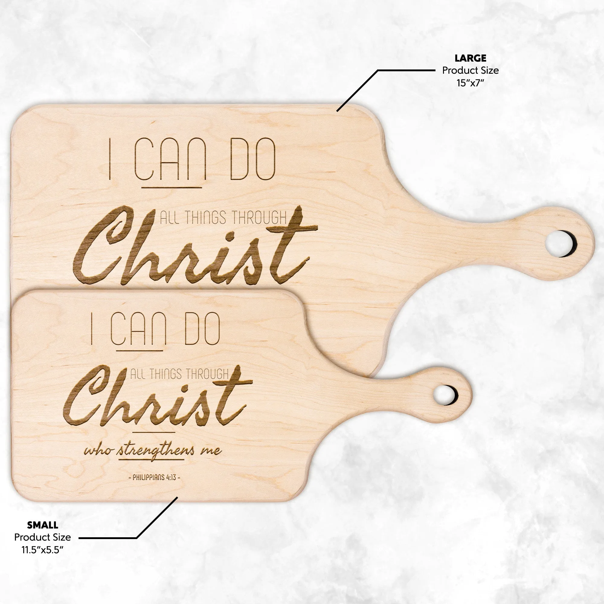 Bible Verse Hardwood Paddle Cutting Board - I Can Do All Things Through Christ ~Philippians 4-13~ Design 7