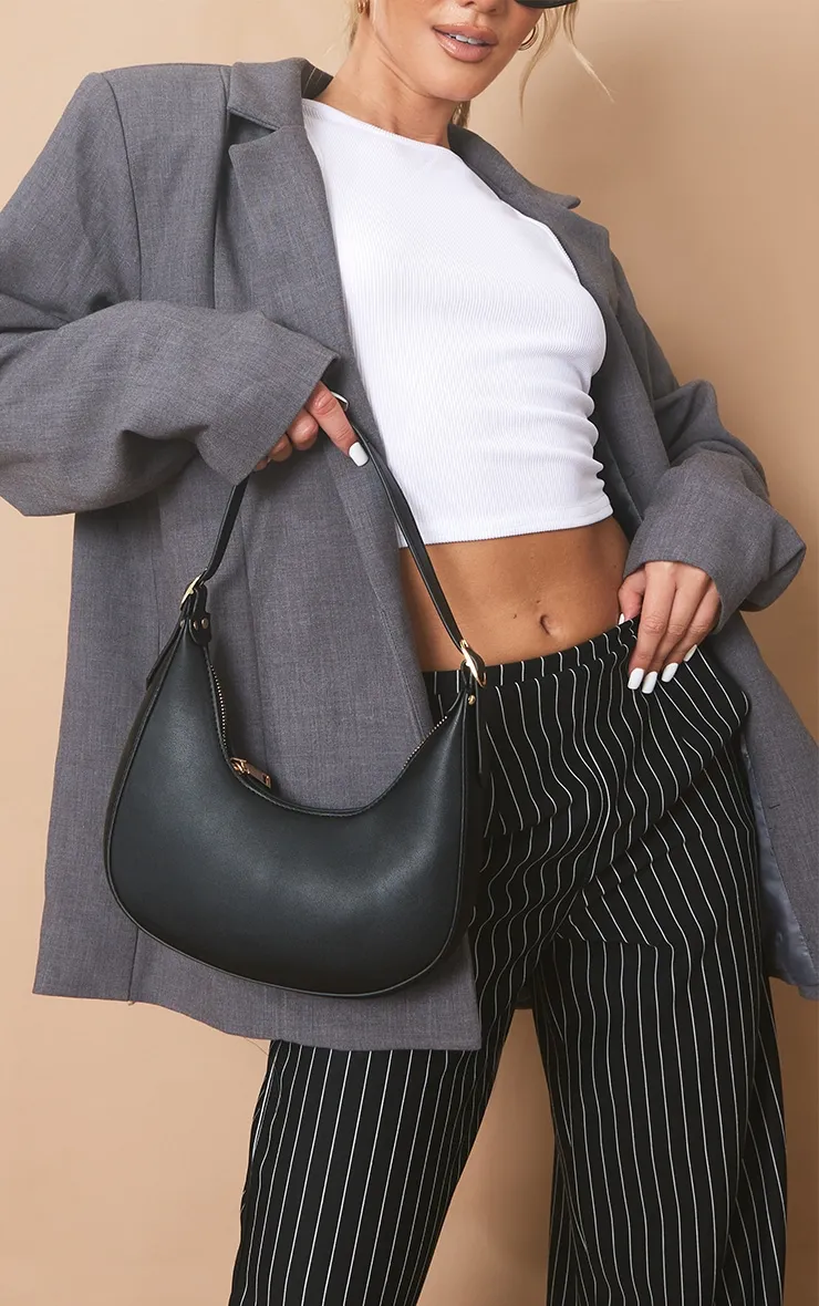 Black Curved Pu Shoulder Bag | Accessories