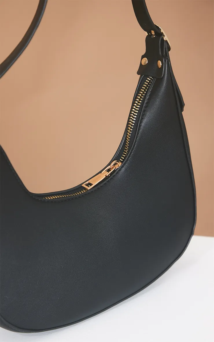 Black Curved Pu Shoulder Bag | Accessories