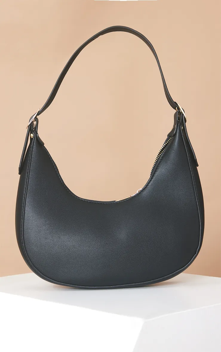 Black Curved Pu Shoulder Bag | Accessories