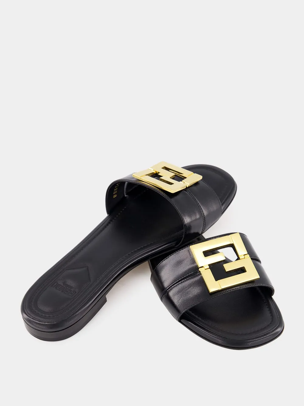 Black Leather FFold Sandals