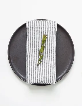 Black Stripe Linen Napkins Set of 2