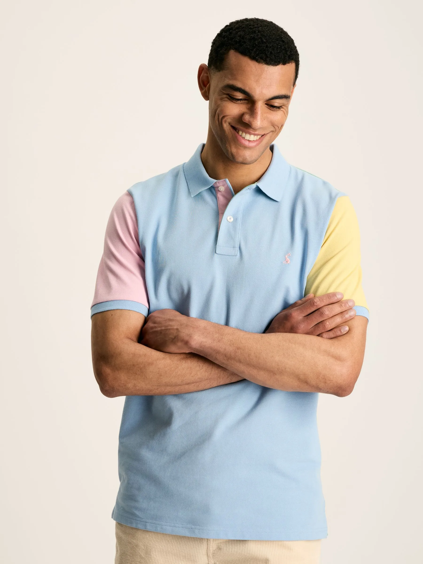 Blue Colourblock Polo Shirt