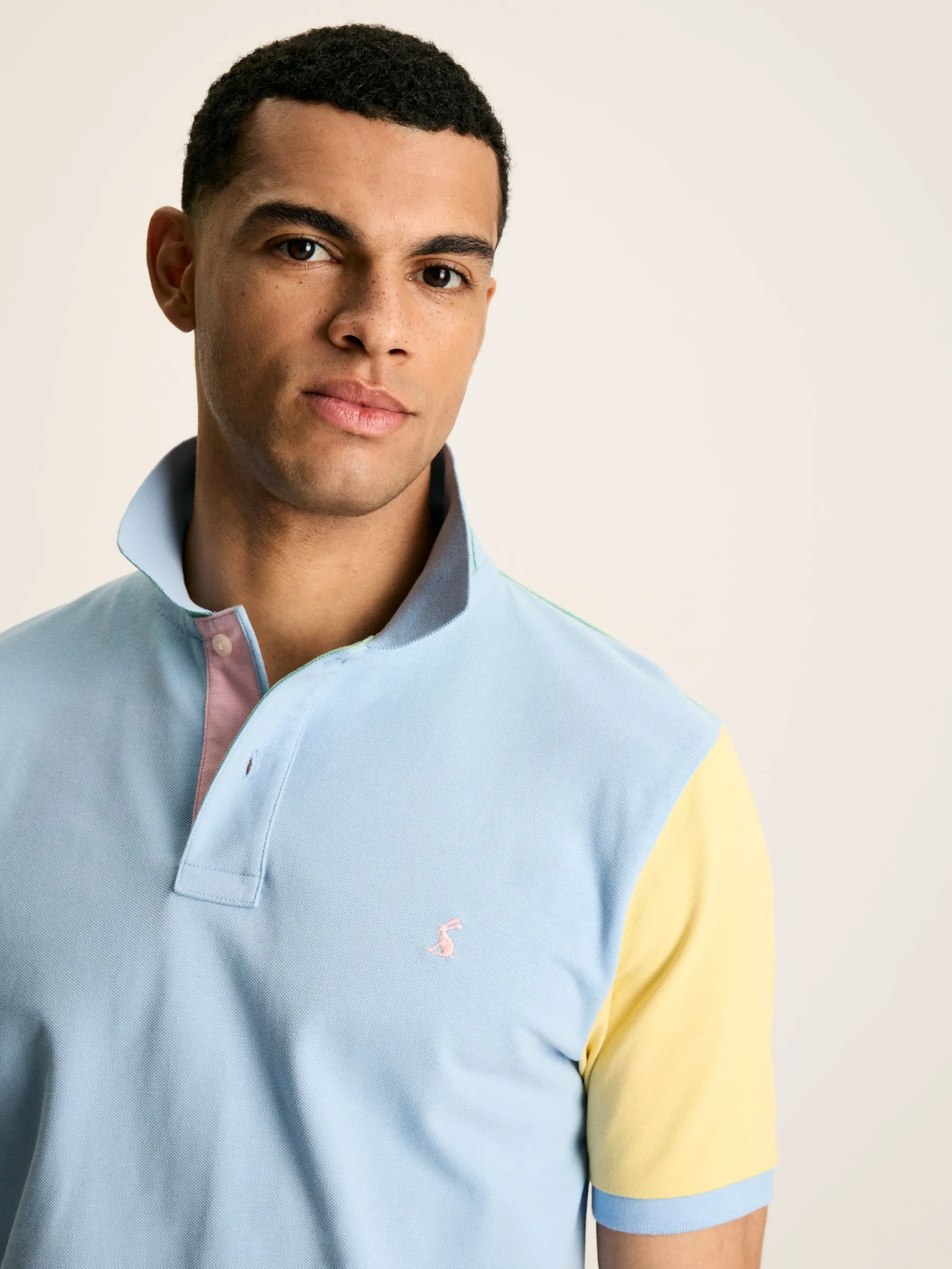 Blue Colourblock Polo Shirt