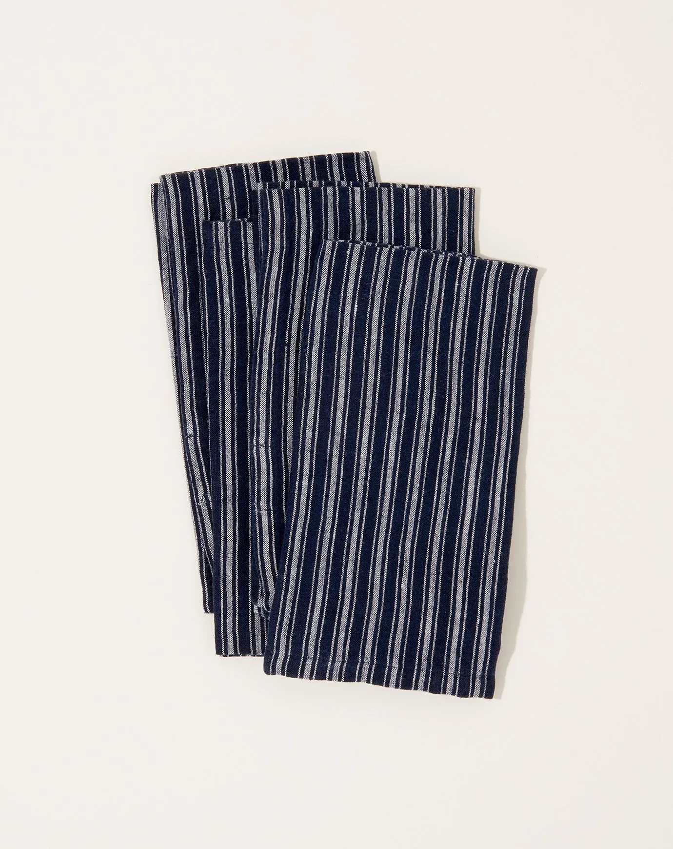 Boat Stripe Linen Napkins in Indigo and White, Set of 4