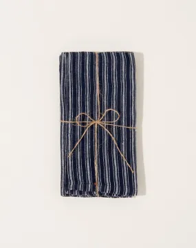 Boat Stripe Linen Napkins in Indigo and White, Set of 4