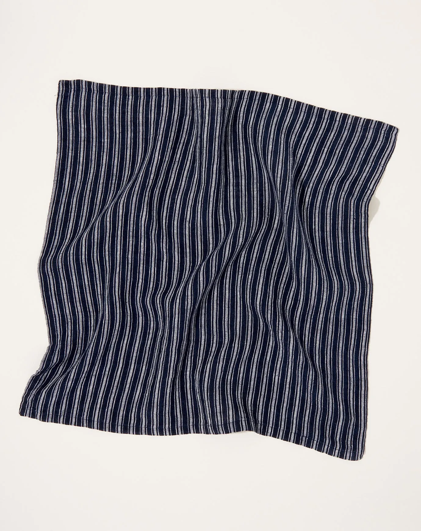 Boat Stripe Linen Napkins in Indigo and White, Set of 4