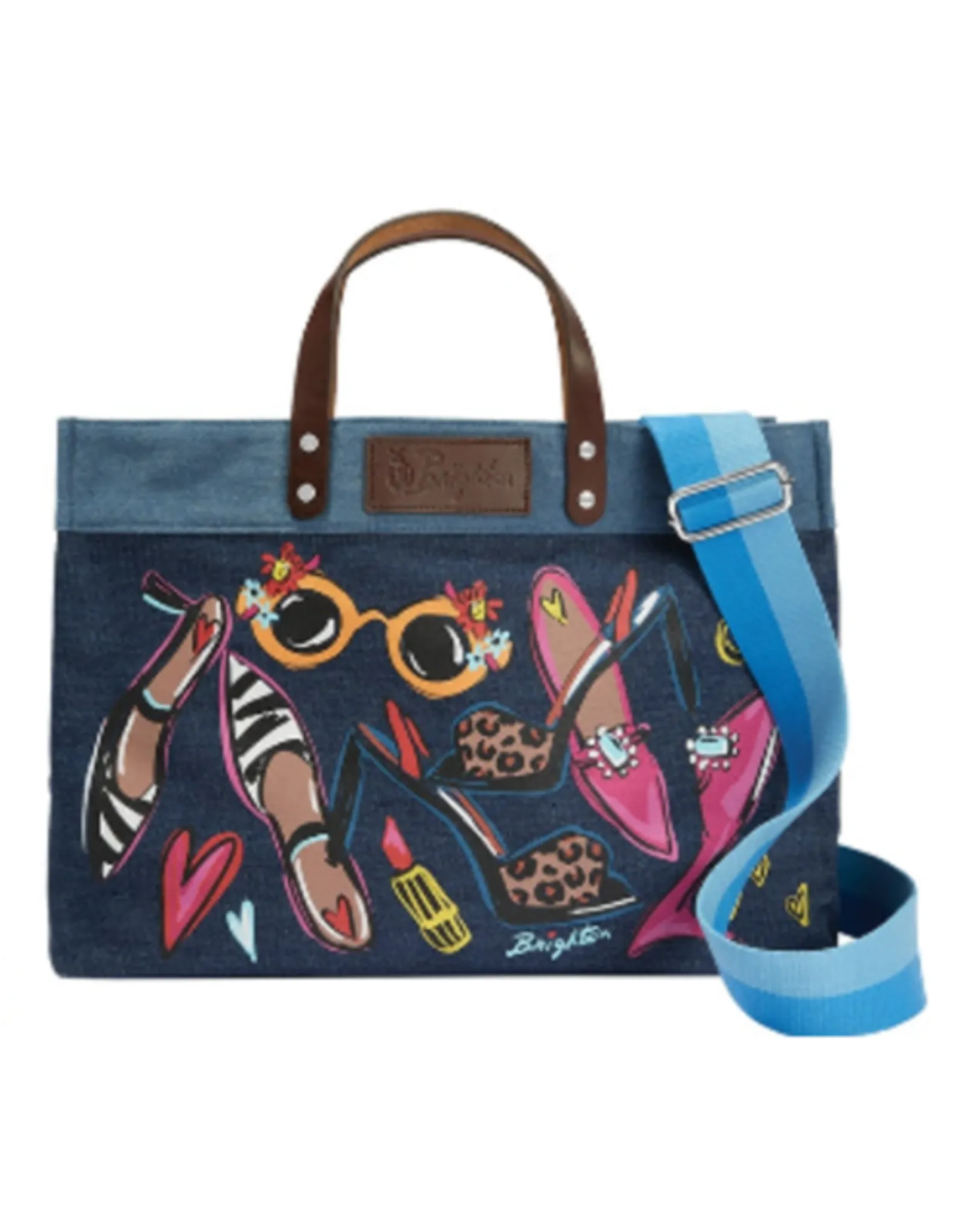 Brighton Shoe Love Denim Tote w/ Strap