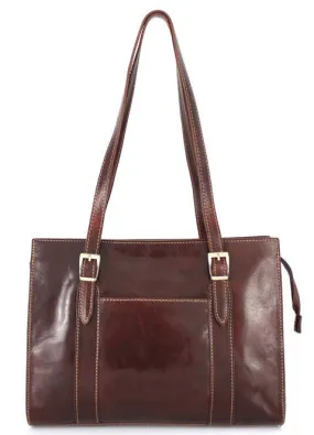 Brown calfskin nella shoulder bag