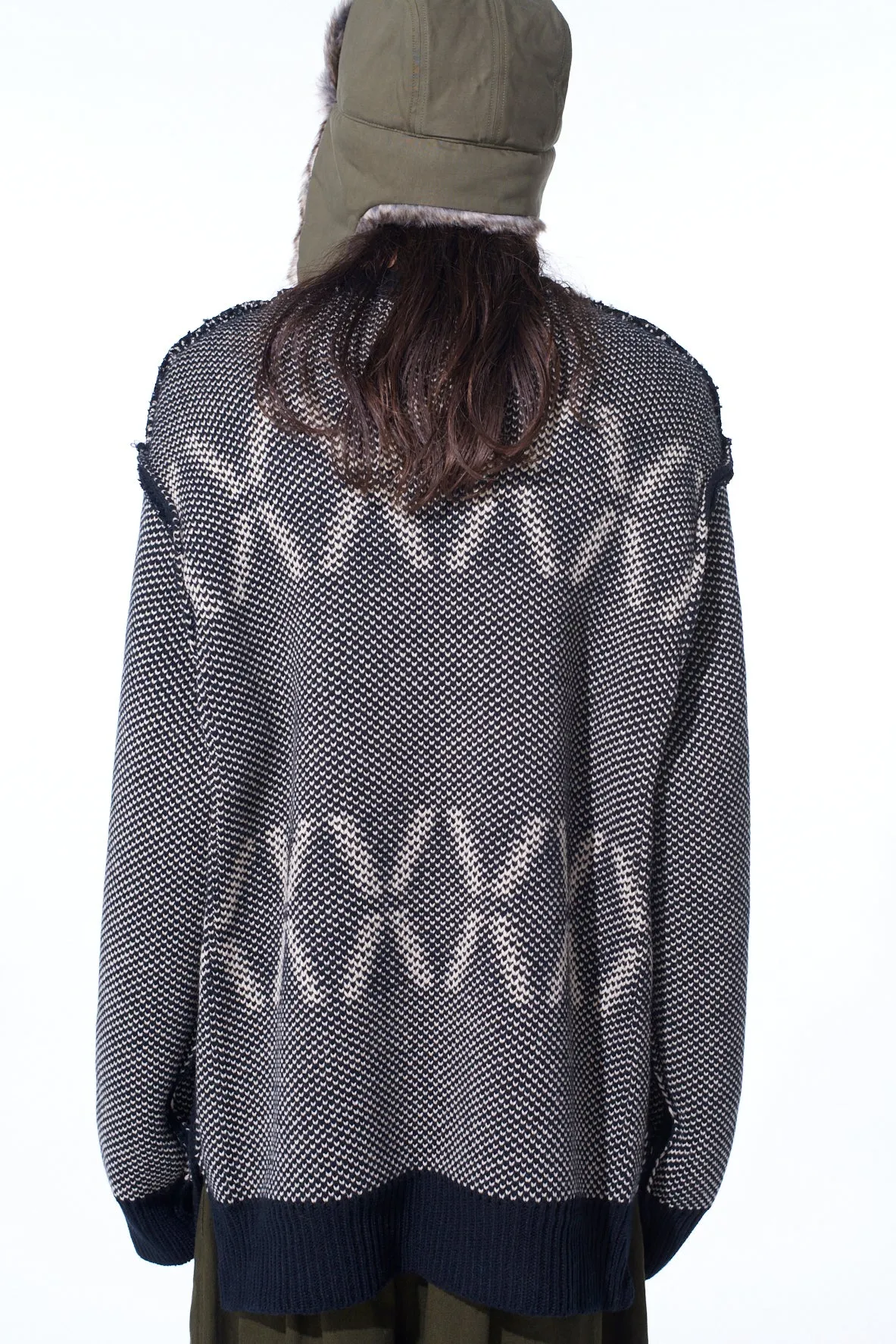 BULKY WOOL BIRDS EYE REVERSIBLE PULLOVER