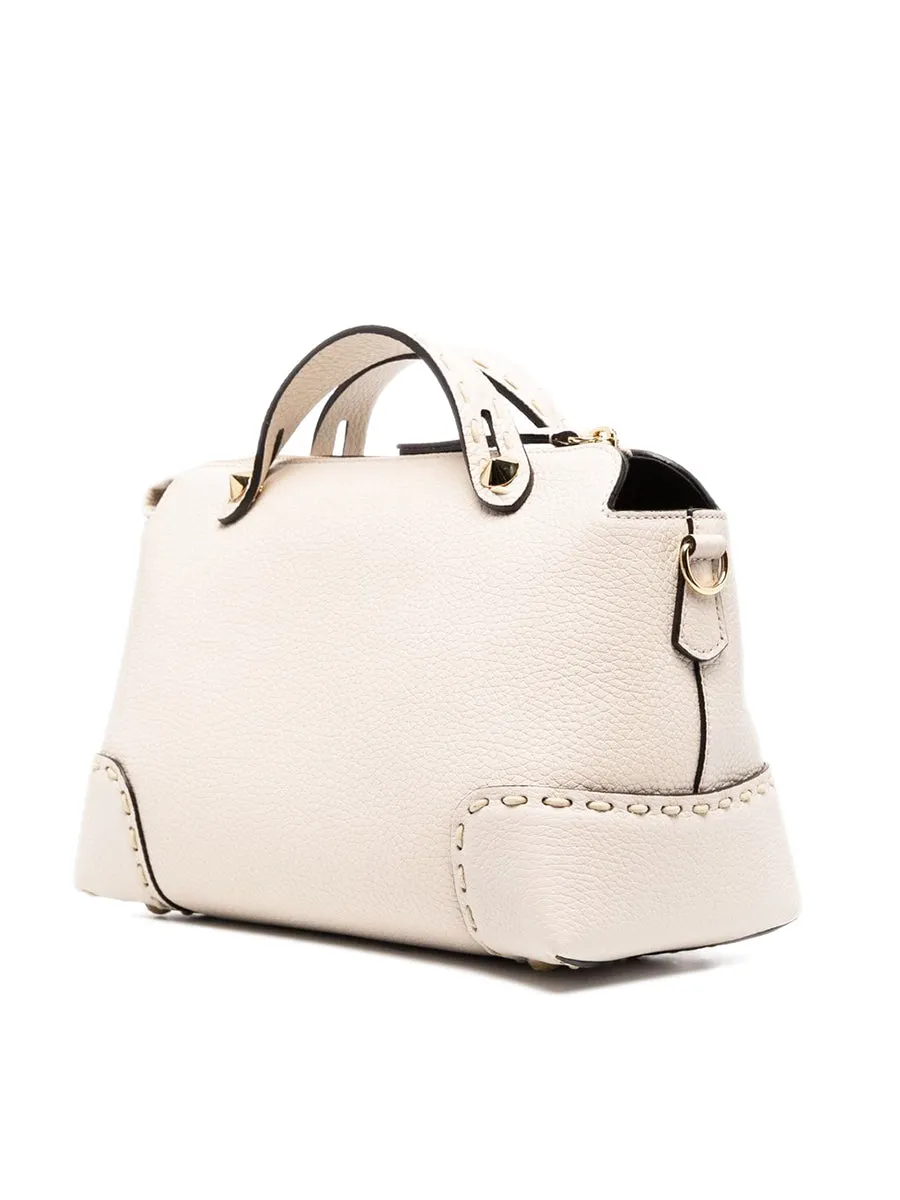 By The Way Boston Bag in White Grained Leather