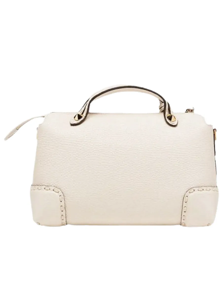 By The Way Boston Bag in White Grained Leather