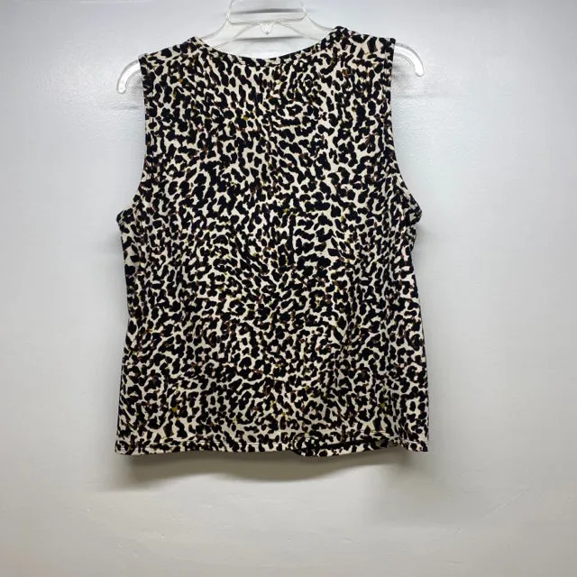 Cabi Women's Size M Cream-Multi Animal Print Sleeveless Top