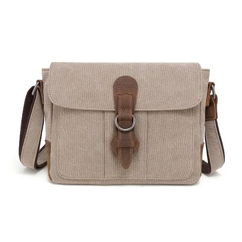 Canvas Shoulder Bag with Leather Trim