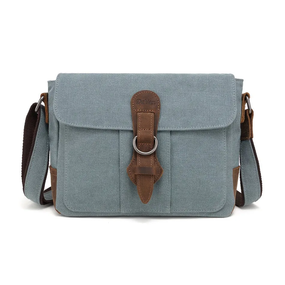 Canvas Shoulder Bag with Leather Trim