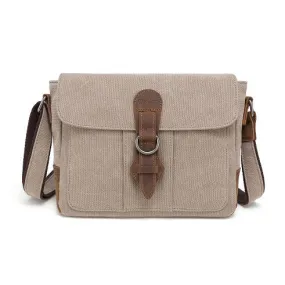 Canvas Shoulder Bag with Leather Trim