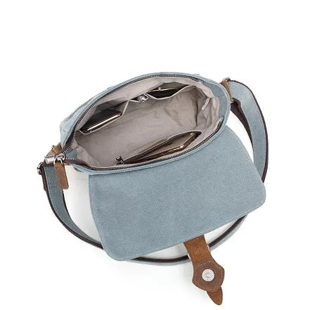 Canvas Shoulder Bag with Leather Trim