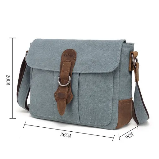 Canvas Shoulder Bag with Leather Trim