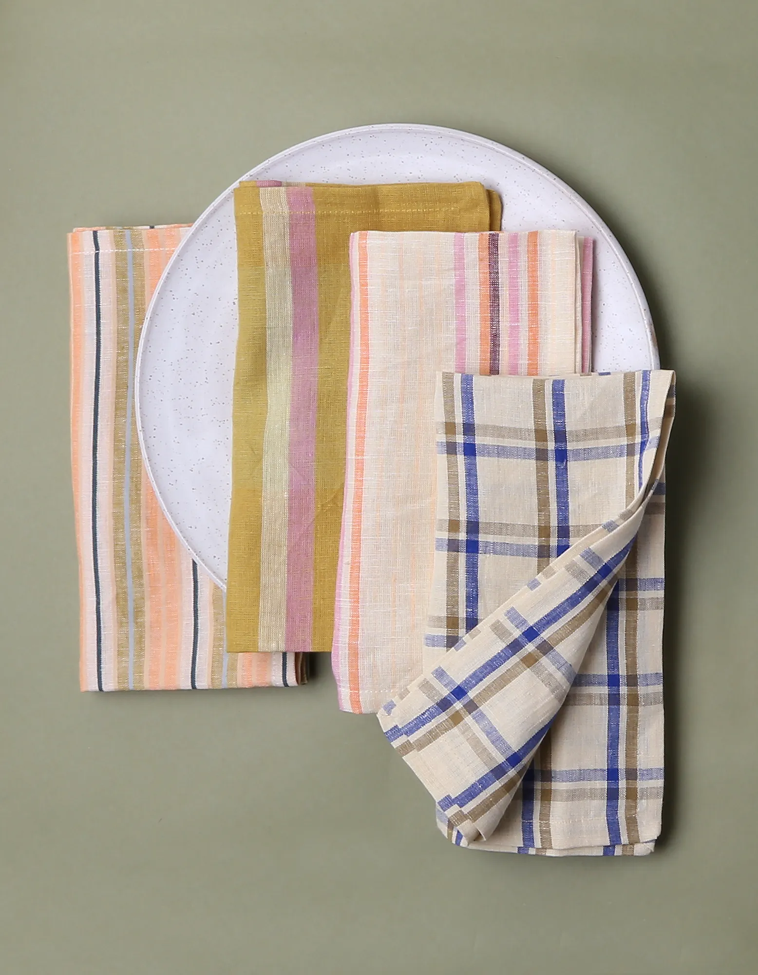 Casita Linen Napkins in Guava Peach Stripe