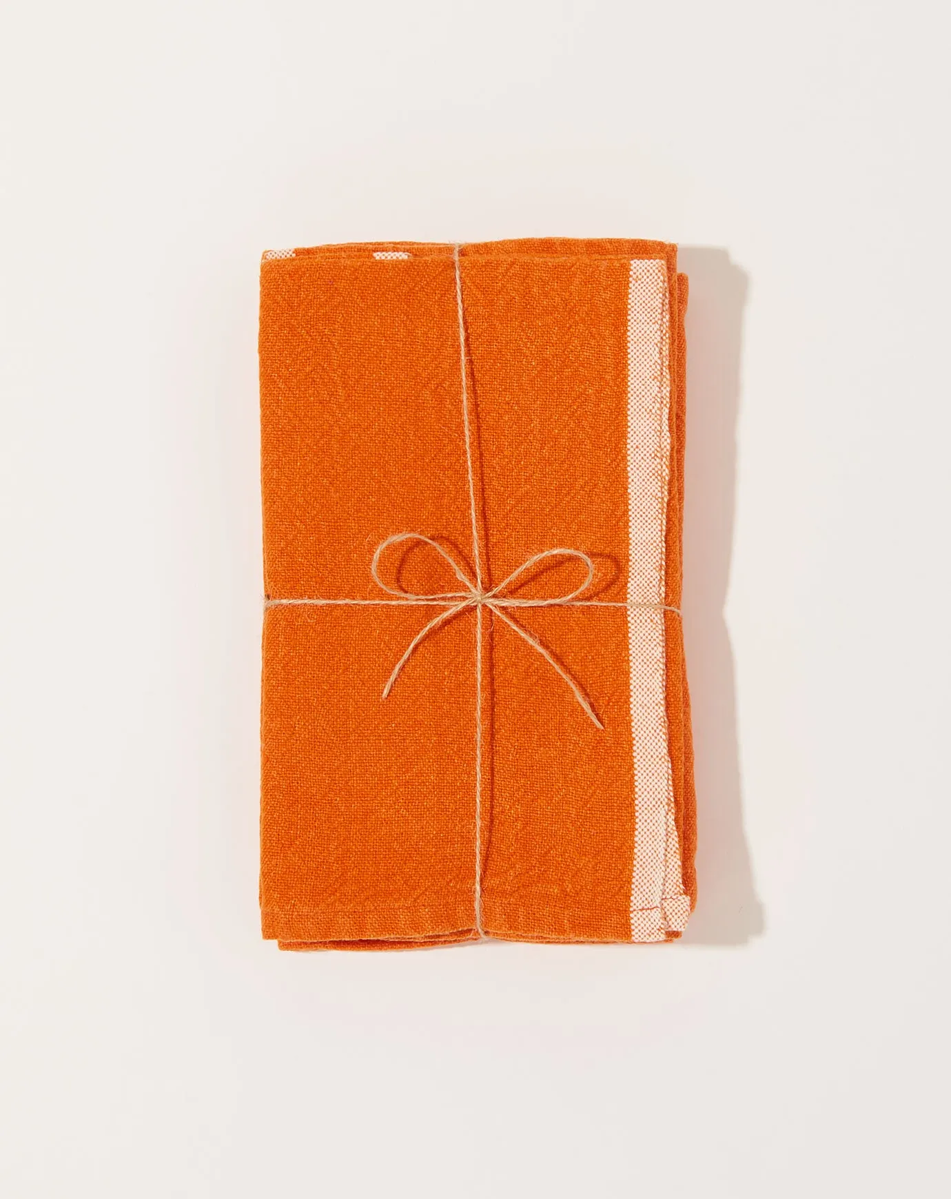 Chunky Linen Napkins in Orange, Set of 4